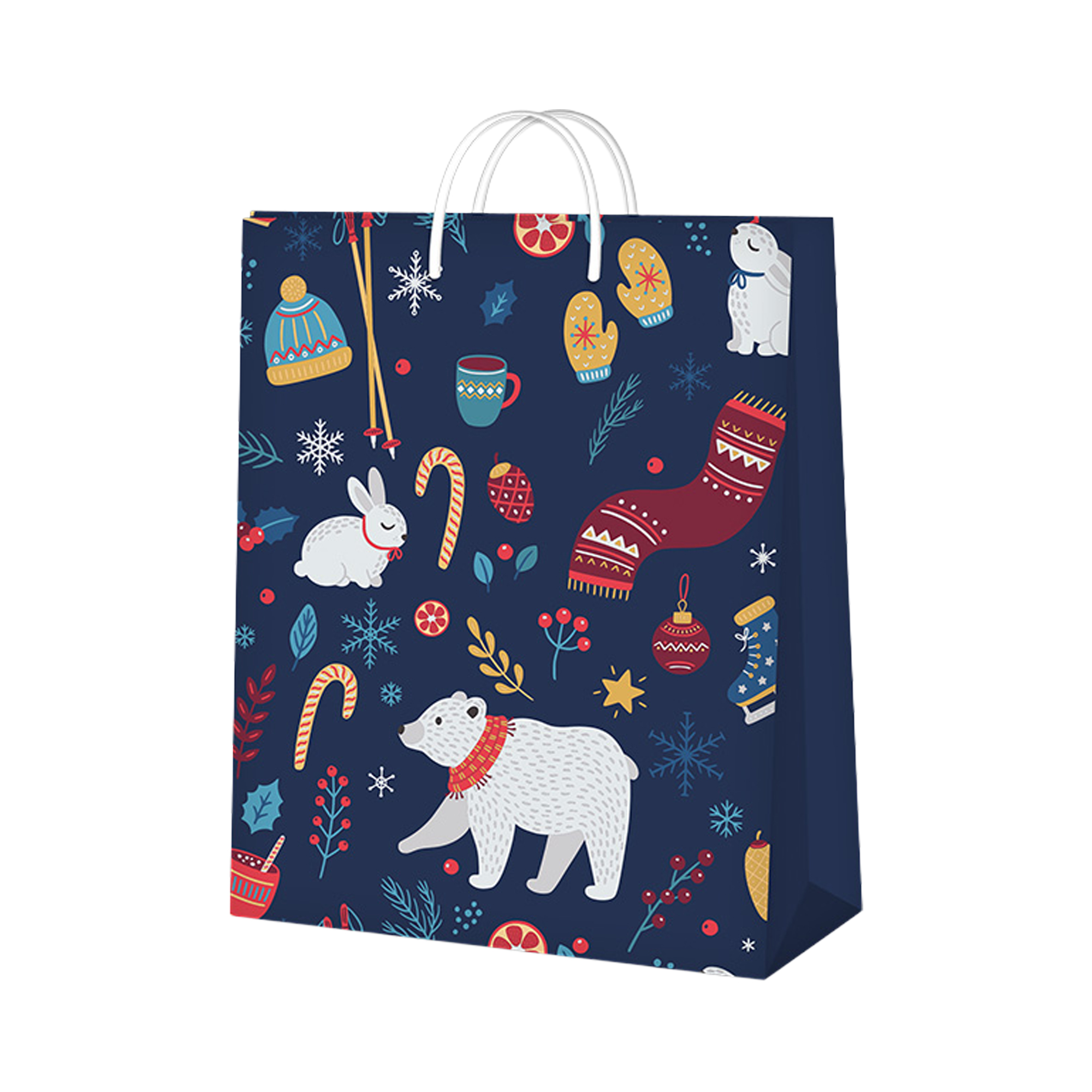 Dárková taška velká - Medvěd a zimní doplňky (26 × 12
