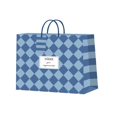 Dárková taška horizontální malá - Modrá šachovnice (22