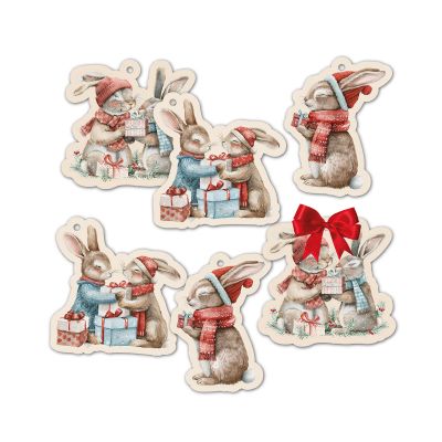Dárková visačka 6 ks - Vánoční zajíčci Albi Albi