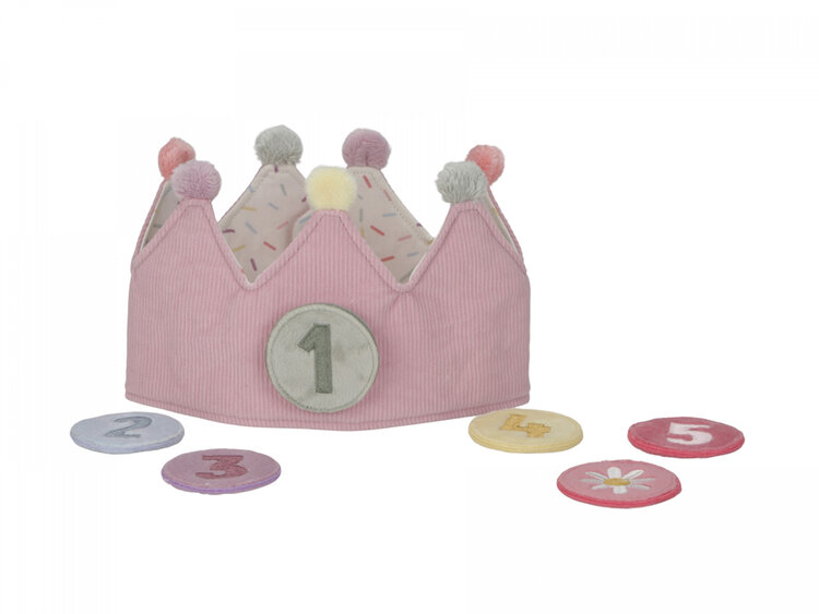 LITTLE DUTCH Korunka narozeninová s čísly Pink Little Dutch