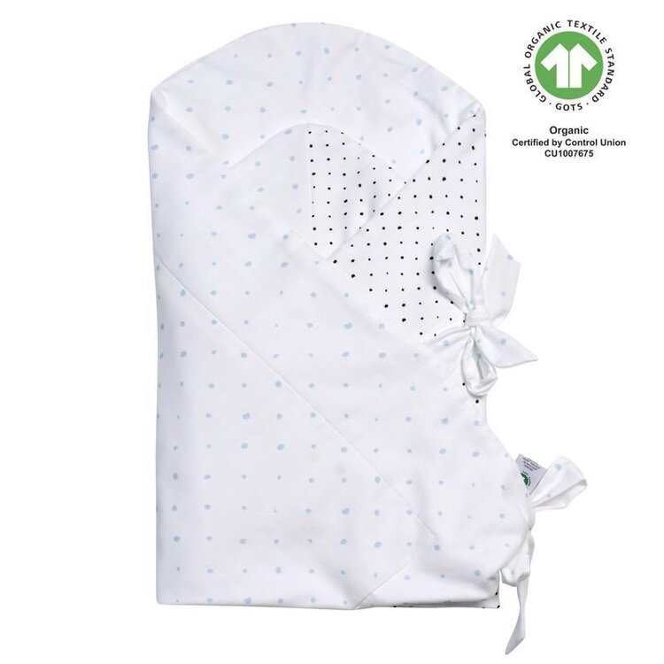 MOTHERHOOD Zavinovačka bavlněná BIO Blue and Black Dots 85x85 cm Motherhood