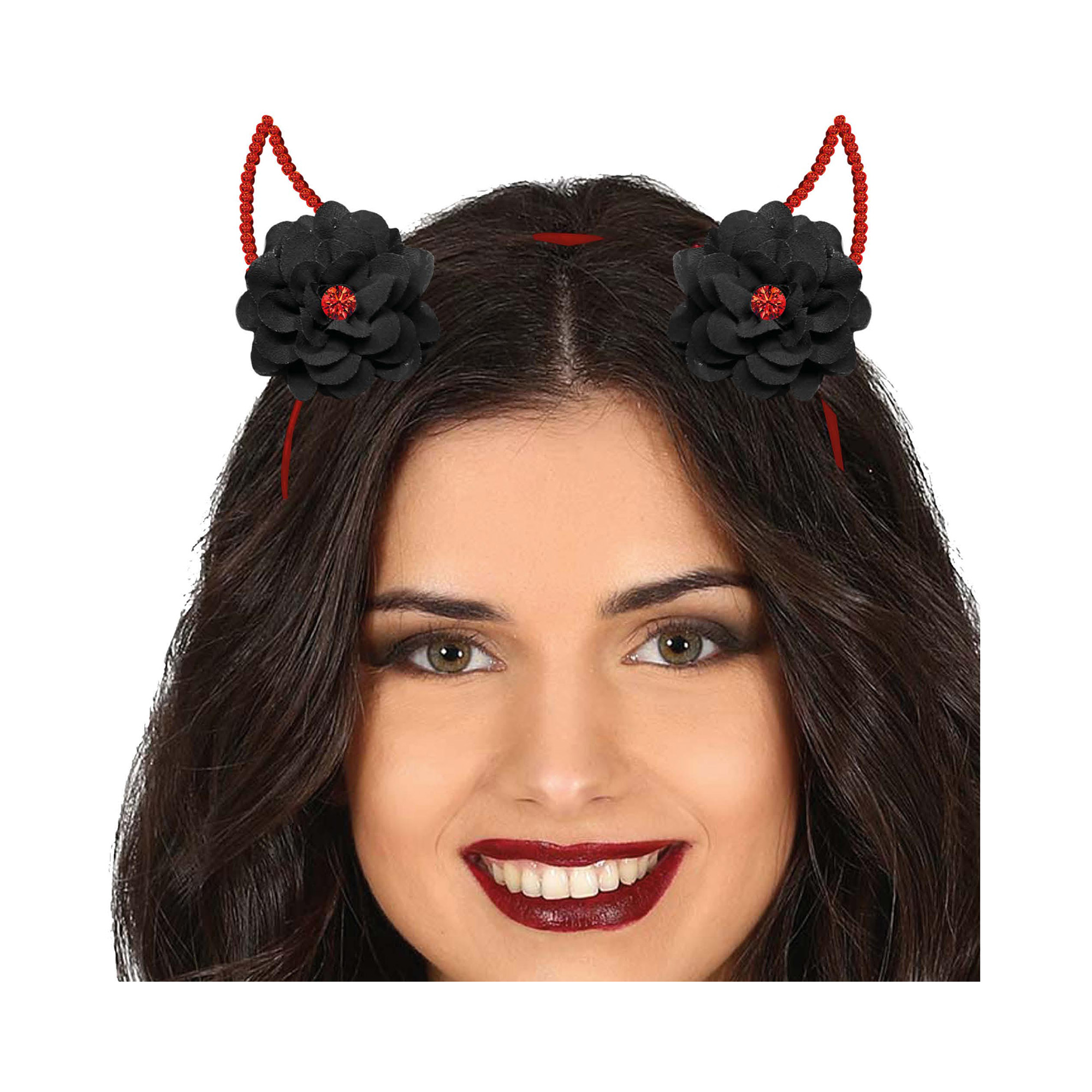 Čelenka Čertovské rohy s květinami Albi Albi