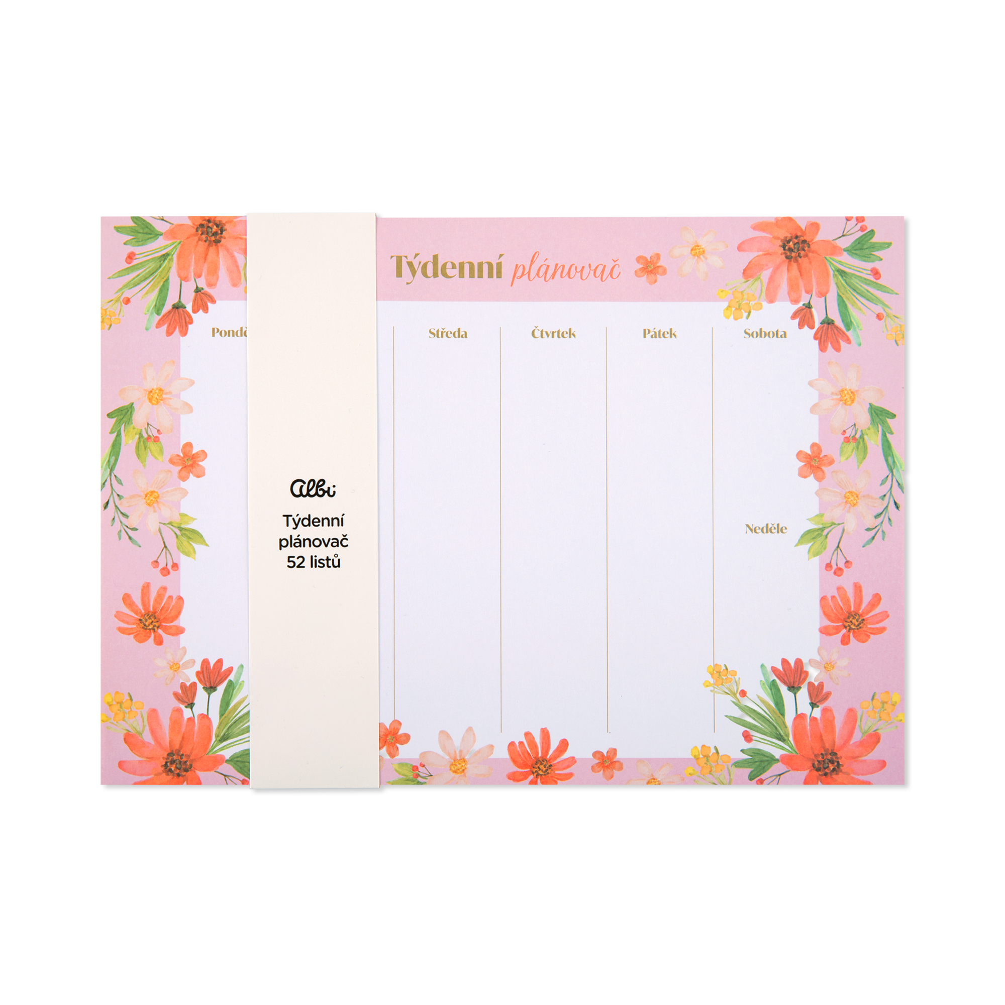 Týdenní plánovač - Růžové květiny Albi Albi
