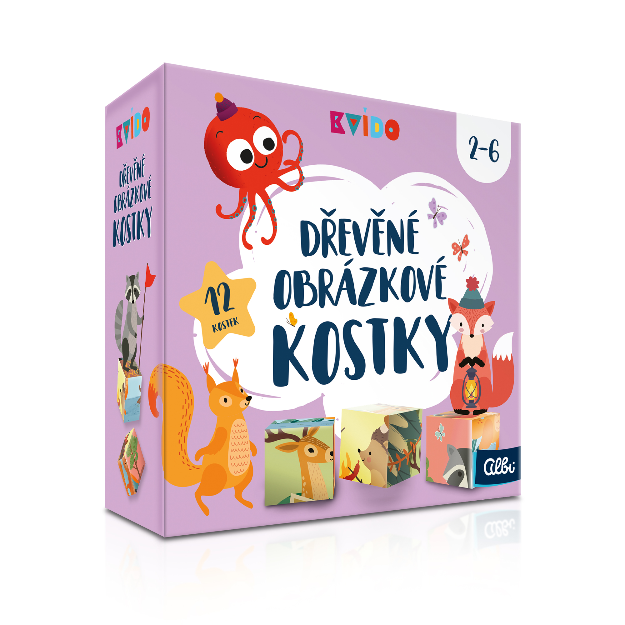 Dřevěné obrázkové kostky - Kvído Albi Albi