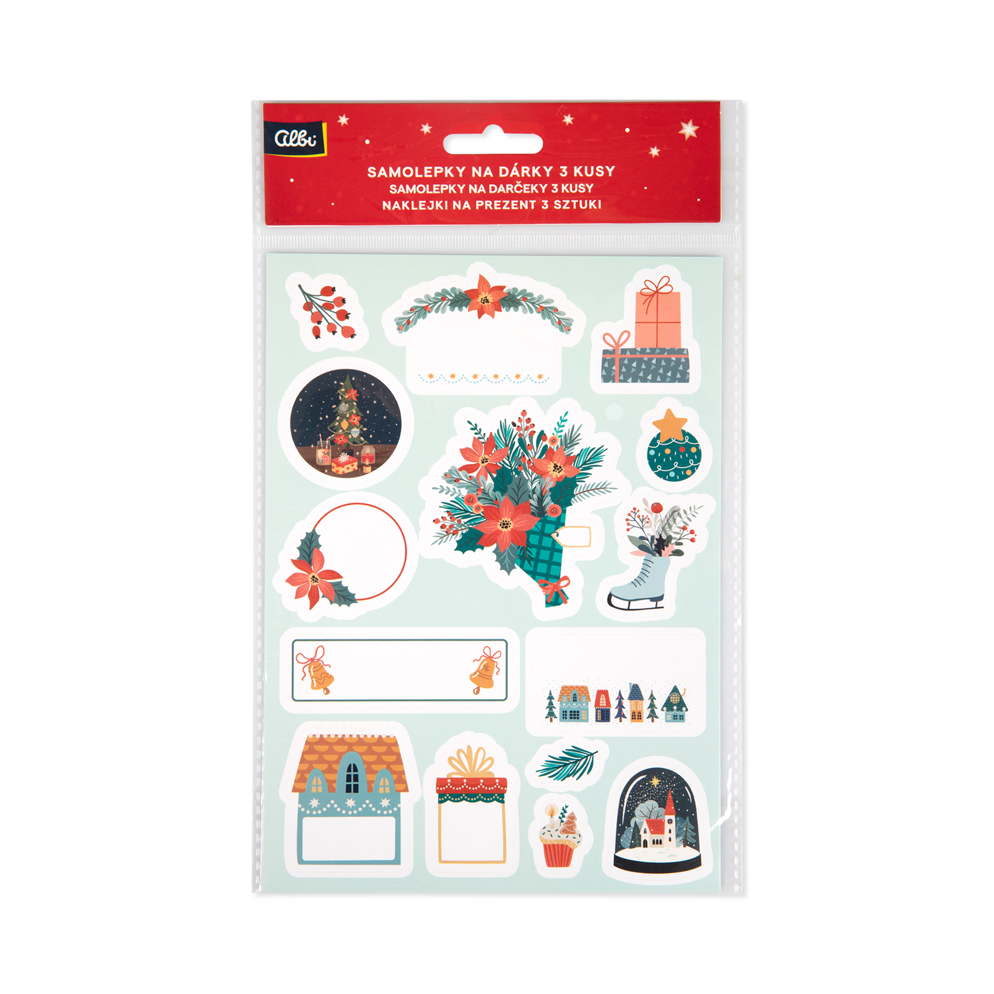 Samolepky na dárky 3 ks - Mintové Vánoce Albi Albi