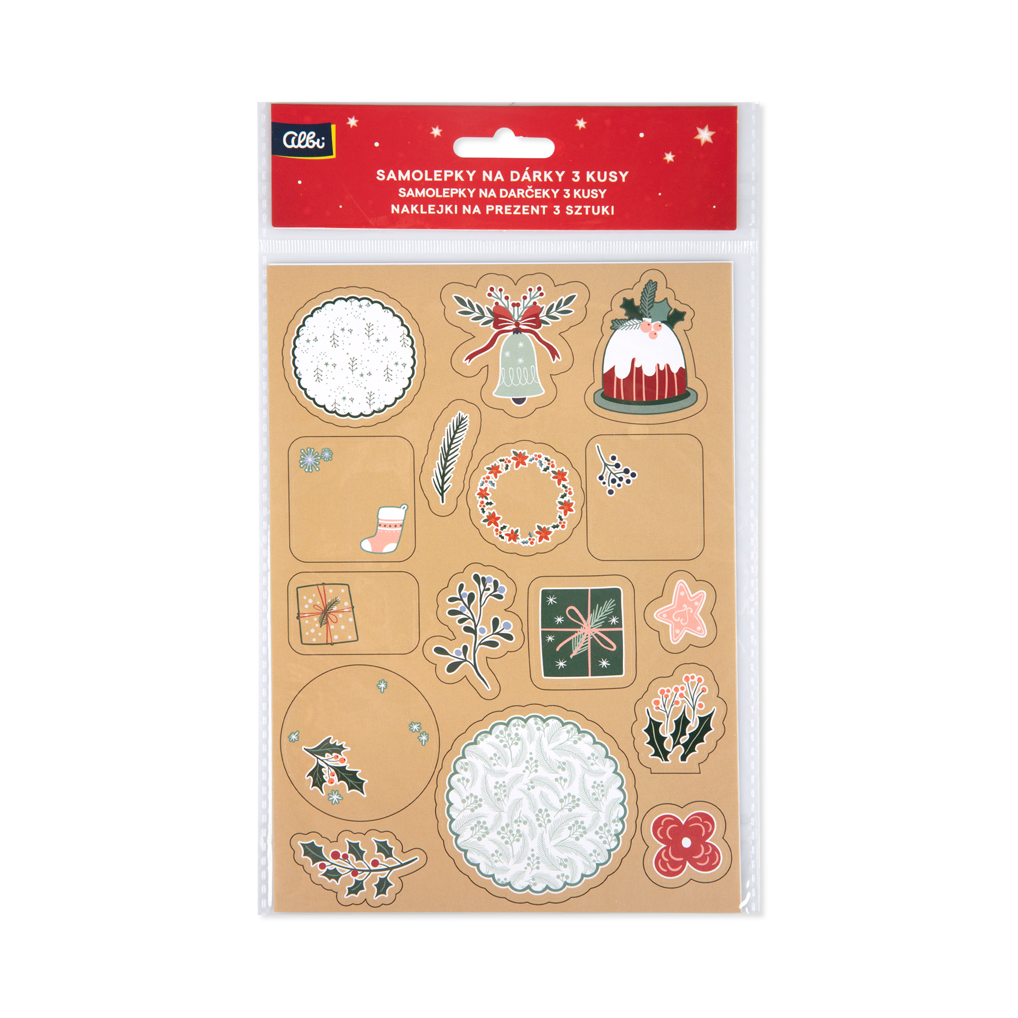 Samolepky na dárky 3 ks - Vánoce kraft Albi Albi