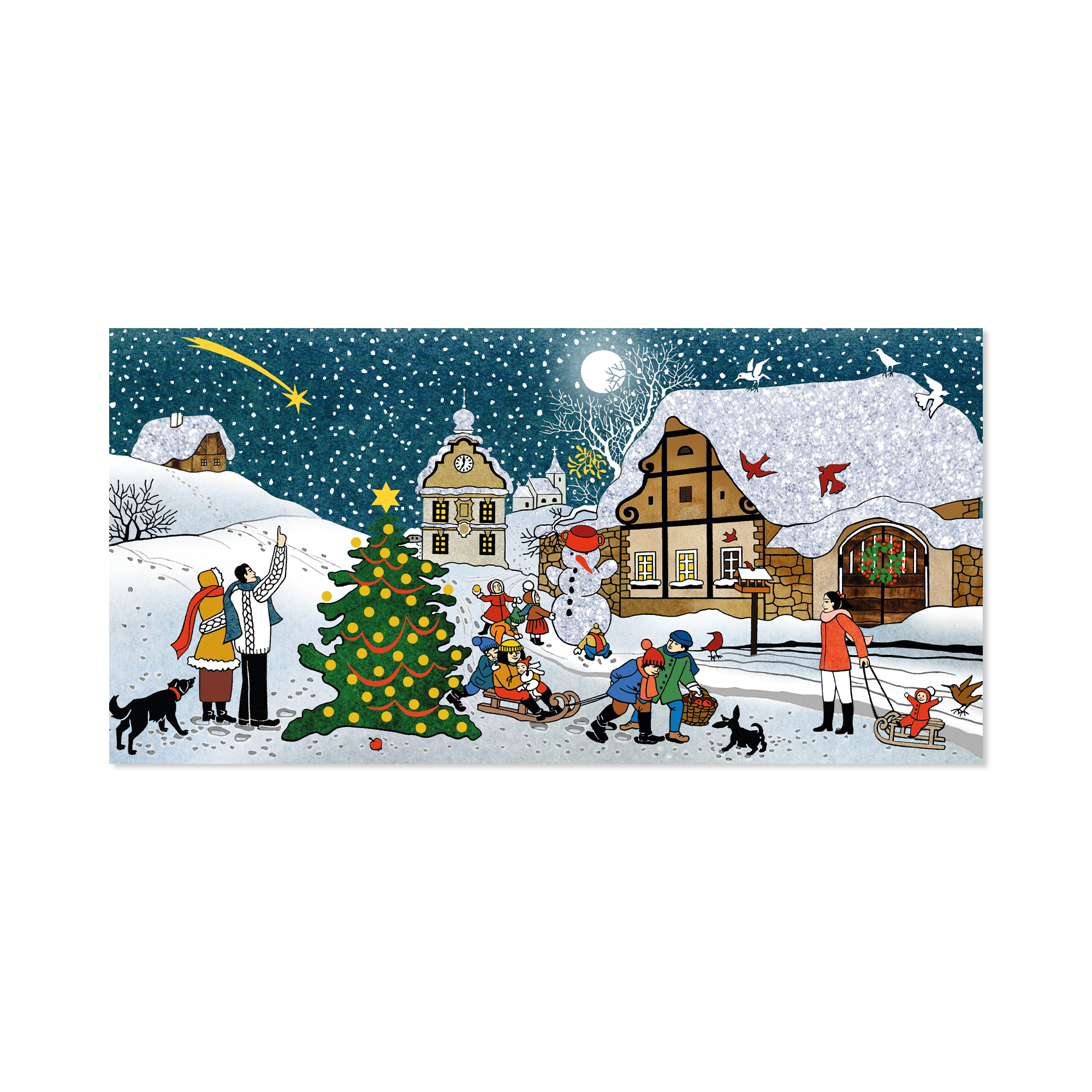 Vánoční přání - Lidé na návsi Albi Albi