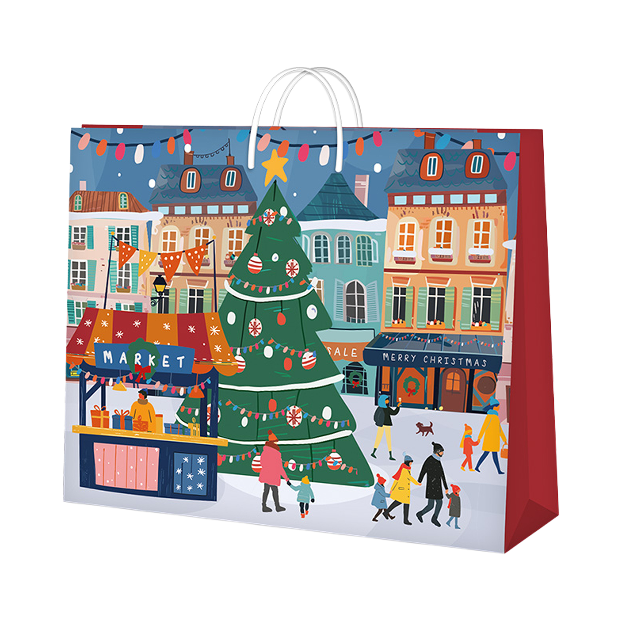 Dárková taška horizontální maxi - Vánoční trhy (45
