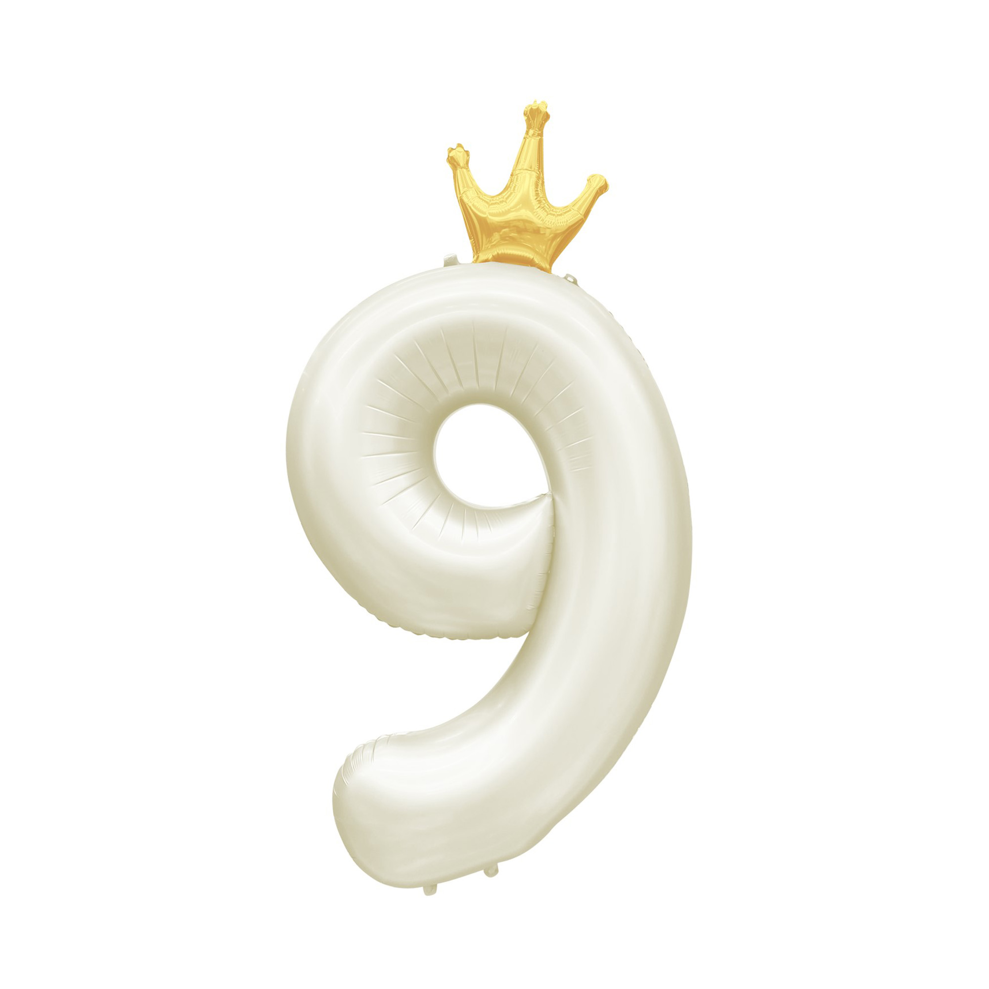Balónek fóliový 82 cm světle krémový s korunkou číslo 9 Albi Albi