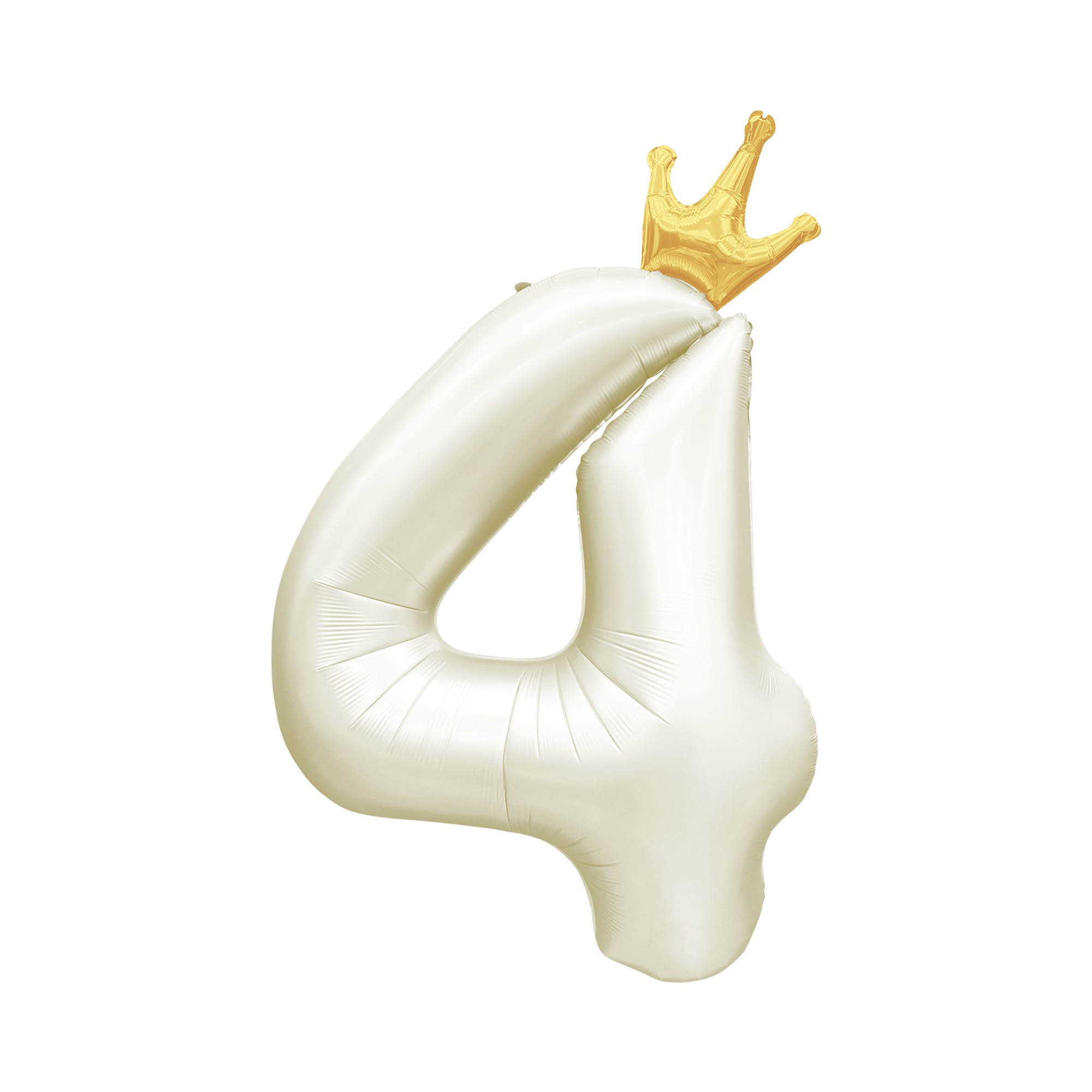 Balónek fóliový 82 cm světle krémový s korunkou číslo 4 Albi Albi