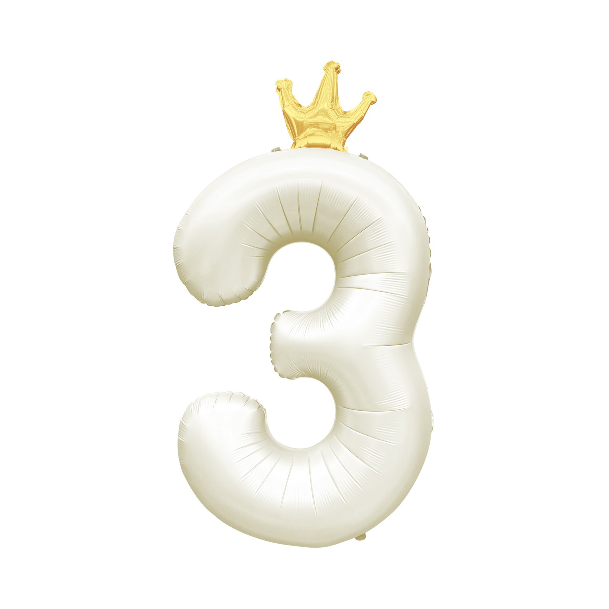 Balónek fóliový 82 cm světle krémový s korunkou číslo 3 Albi Albi