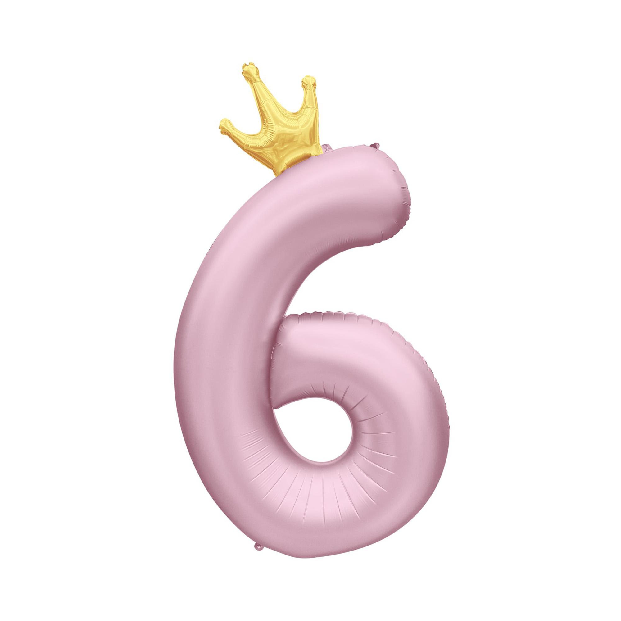 Balónek fóliový 82 cm světle růžový s korunkou číslo 6 Albi Albi
