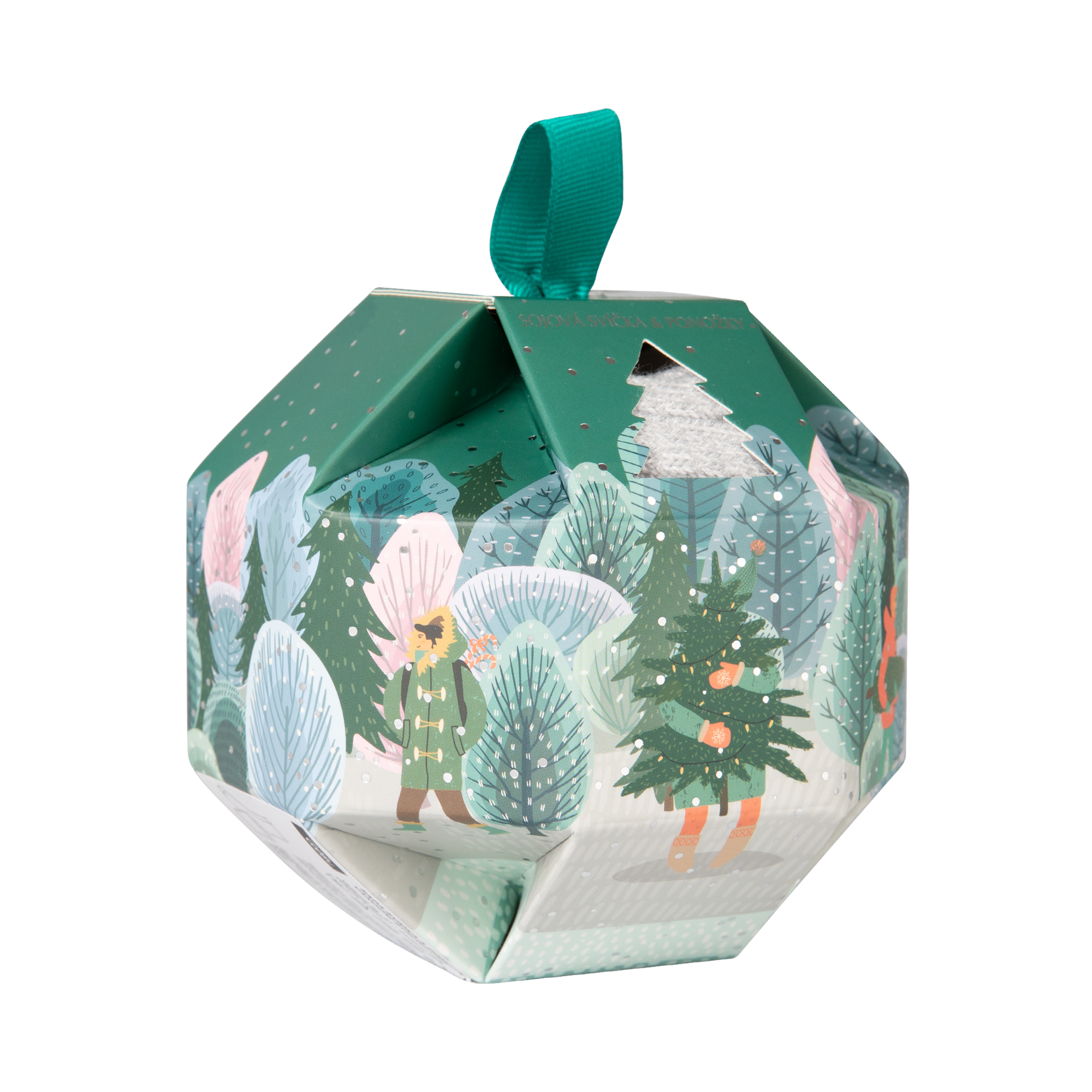 Vánoční sada: Ozdoba - Ponožky a svíčka Heart and Home Albi Albi