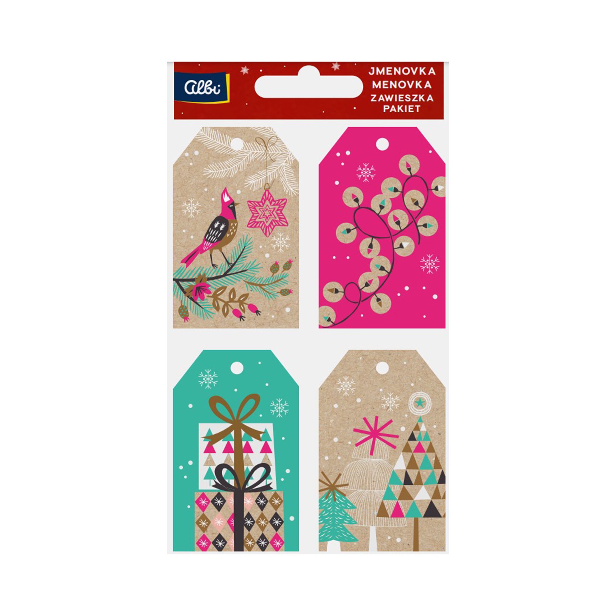 Dárková visačka 12 ks - Barevné Vánoce kraft Albi Albi