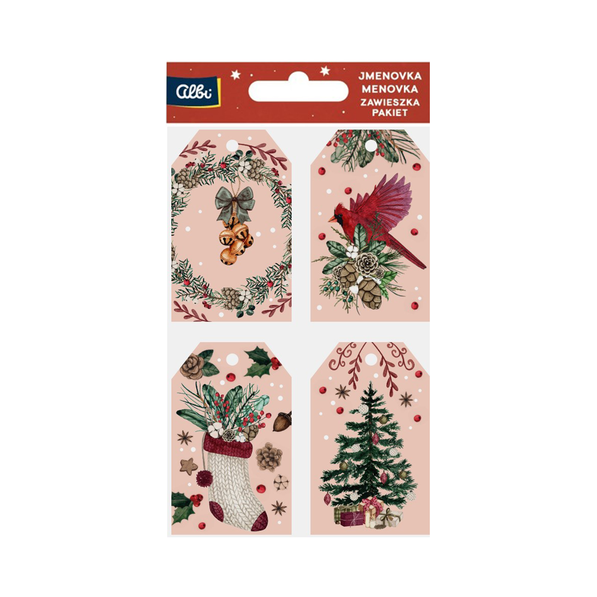 Dárková visačka 12 ks - Růžové Vánoce Albi Albi