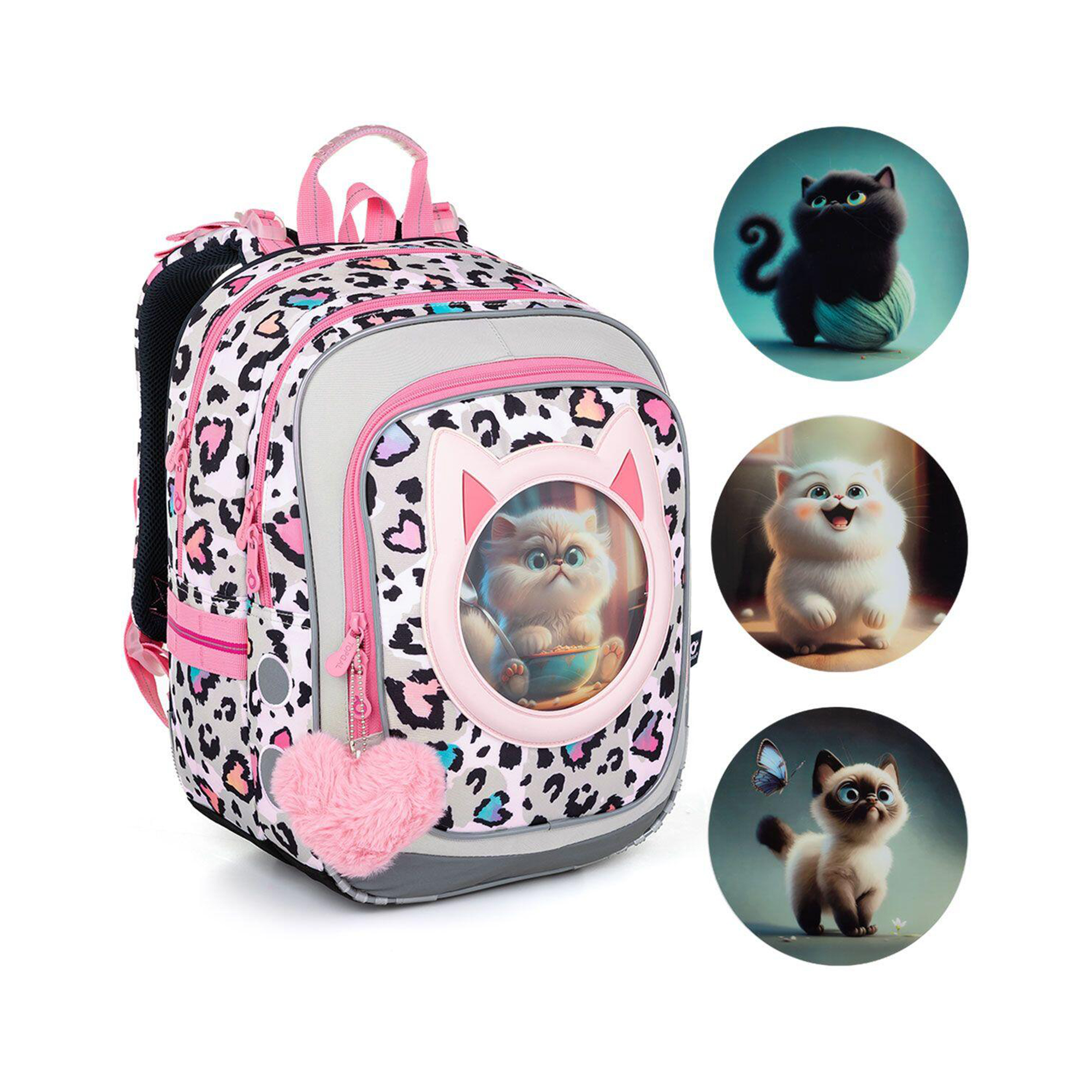 Školní batoh ENDY - Leopardí vzor s kočkou Topgal Topgal