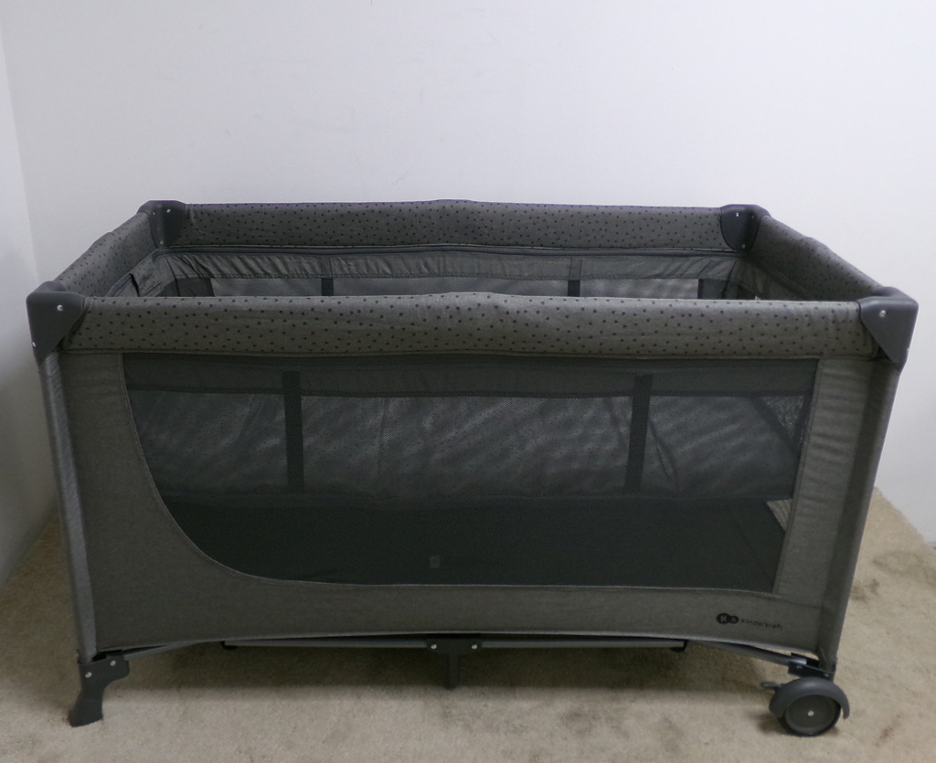 KINDERKRAFT Postýlka cestovní Joy 2 s doplňky Dark grey Kinderkraft