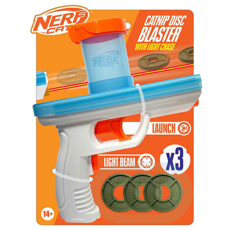 NERF CAT Hračka pro kočky Catnip blaster s 3 ks catnip disků 20 cm NERF CAT