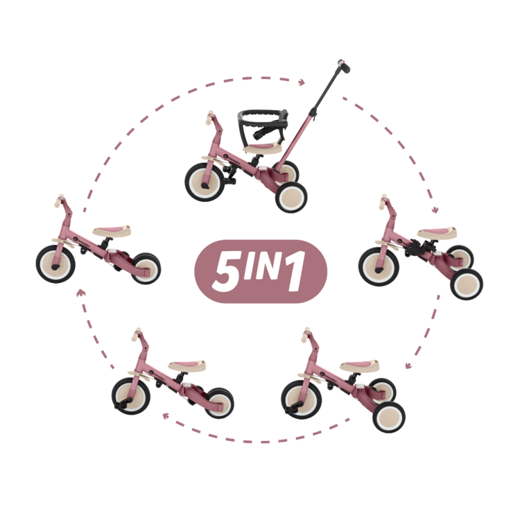 PETITE&MARS Tříkolka 5v1 Turbo Dusty Rose Petite&Mars