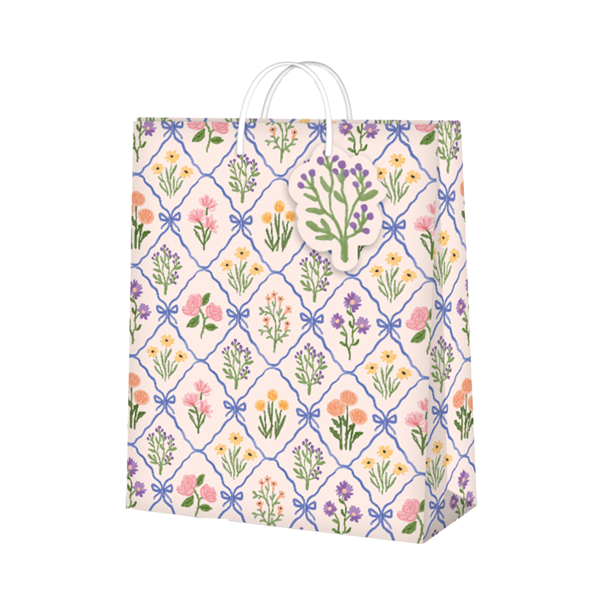 Dárková taška velká - Květiny v mašličkách (26 × 12