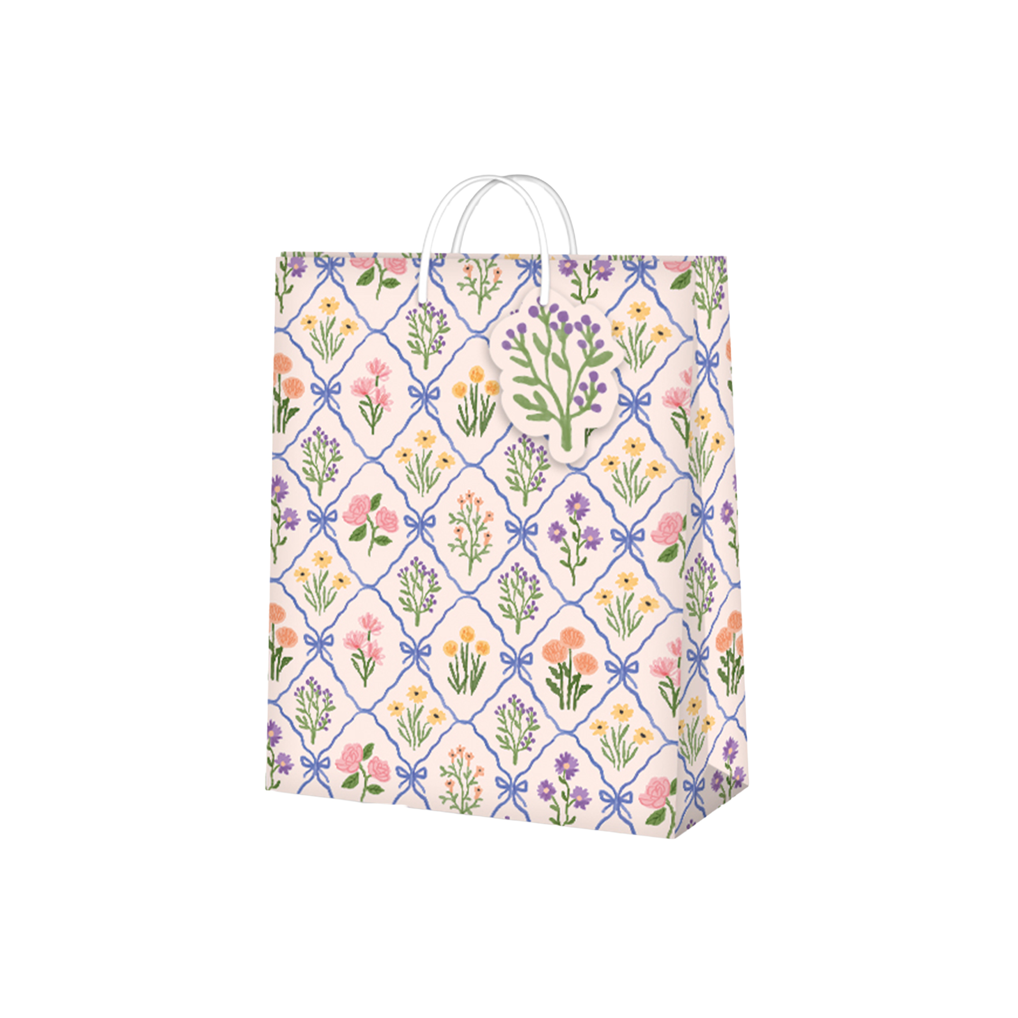 Dárková taška malá - Květiny v mašličkách (17