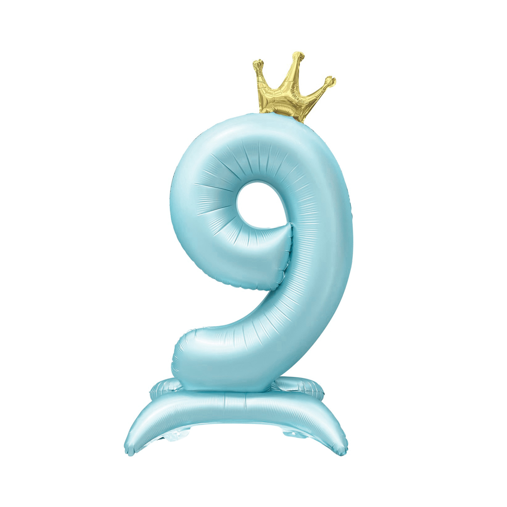 Balónek fóliový Stojící číslo 9 s korunkou světle modré 82 cm Albi Albi