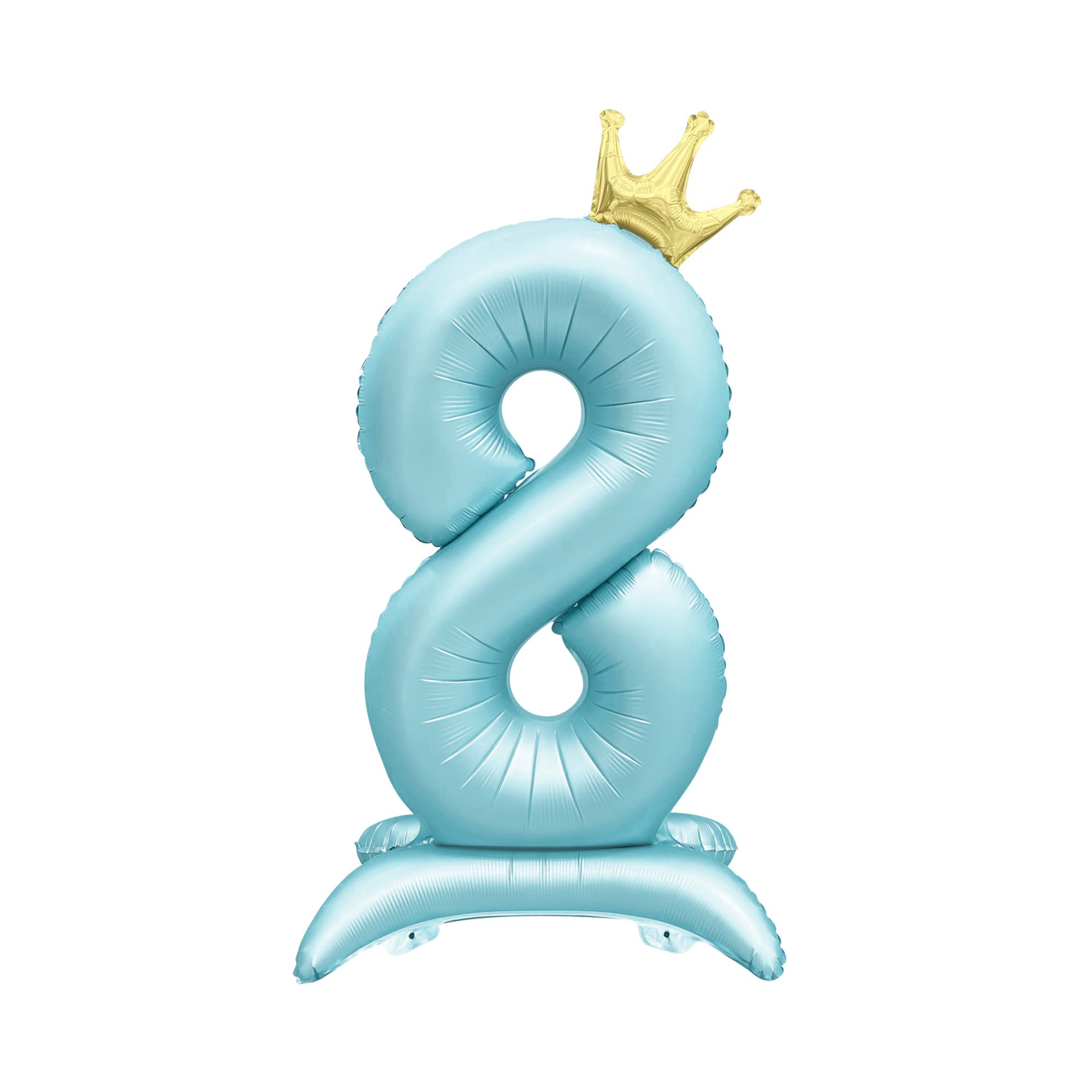 Balónek fóliový Stojící číslo 8 s korunkou světle modré 82 cm Albi Albi