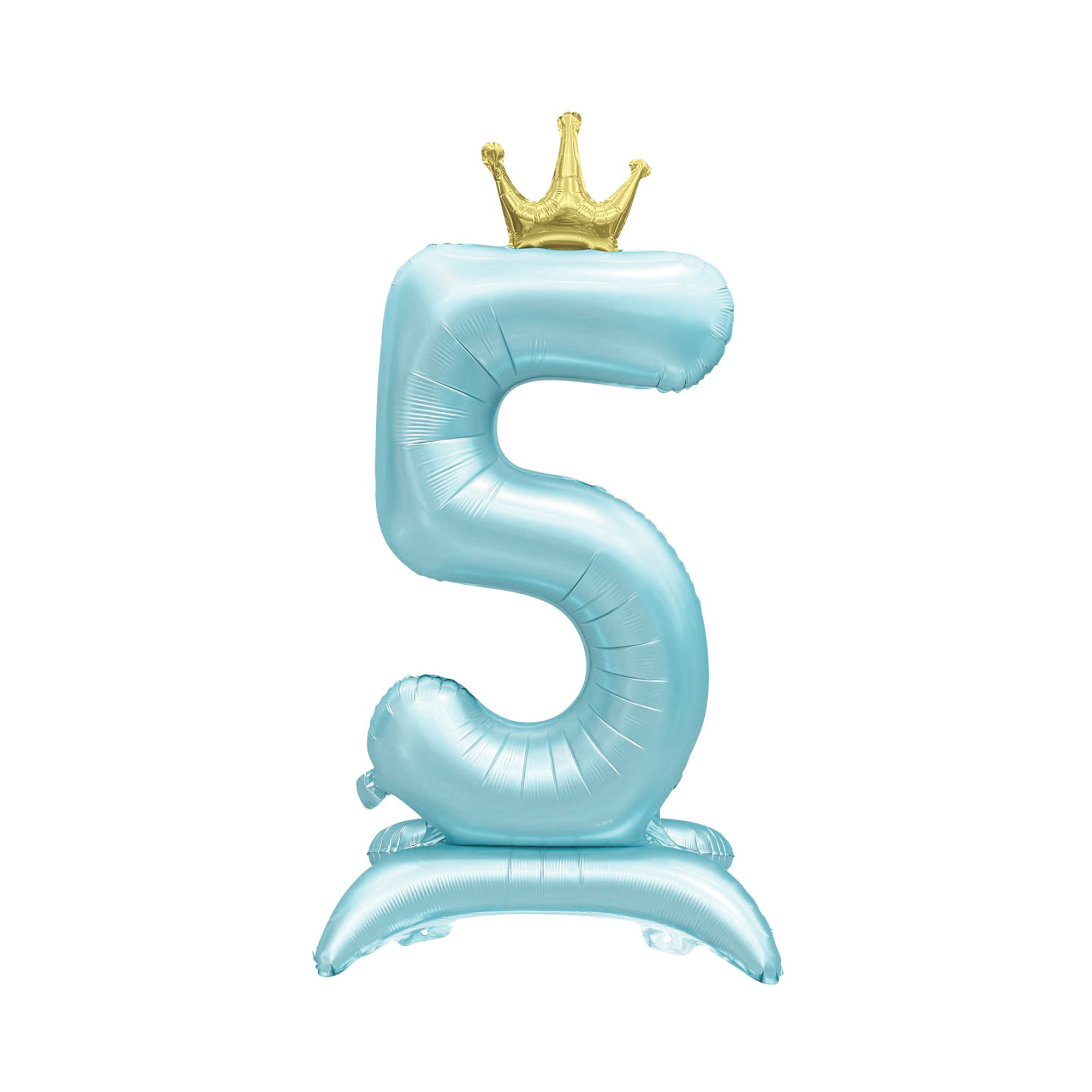 Balónek fóliový Stojící číslo 5 s korunkou světle modré 82 cm Albi Albi