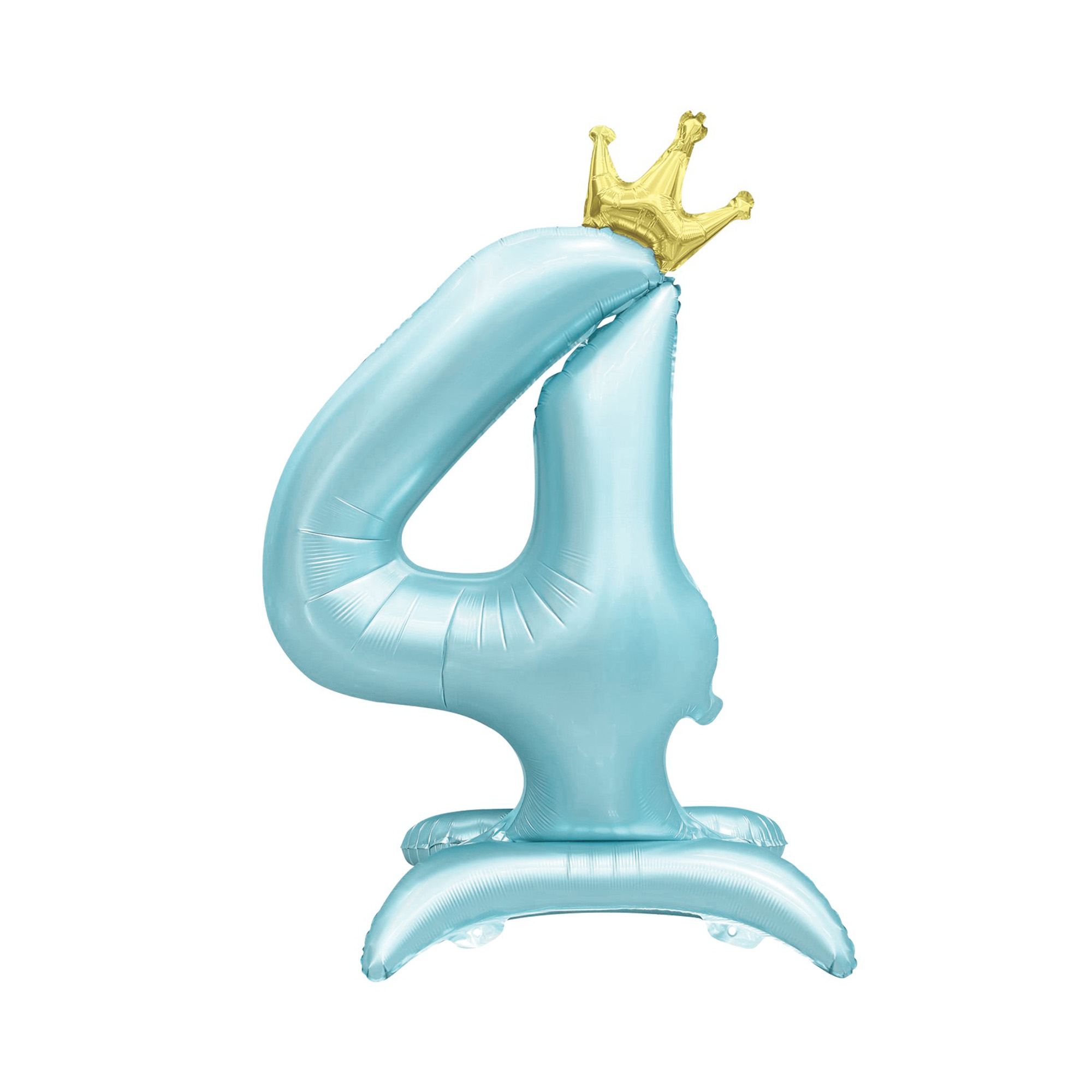 Balónek fóliový Stojící číslo 4 s korunkou světle modré 82 cm Albi Albi