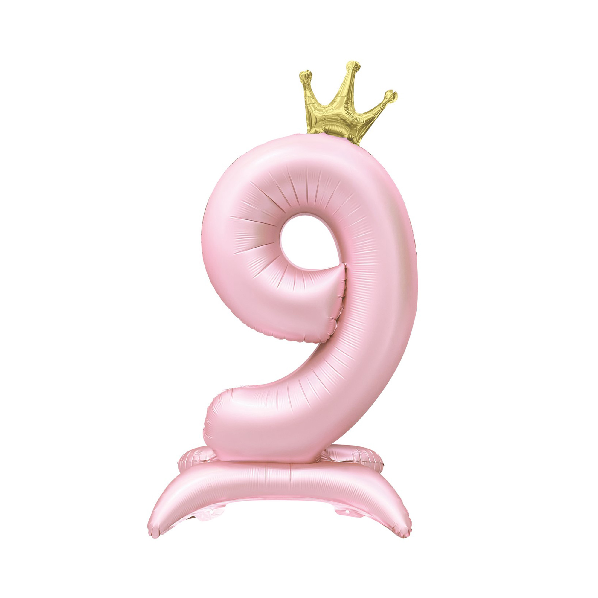Balónek fóliový Stojící číslo 9 s korunkou světle růžové 82 cm Albi Albi