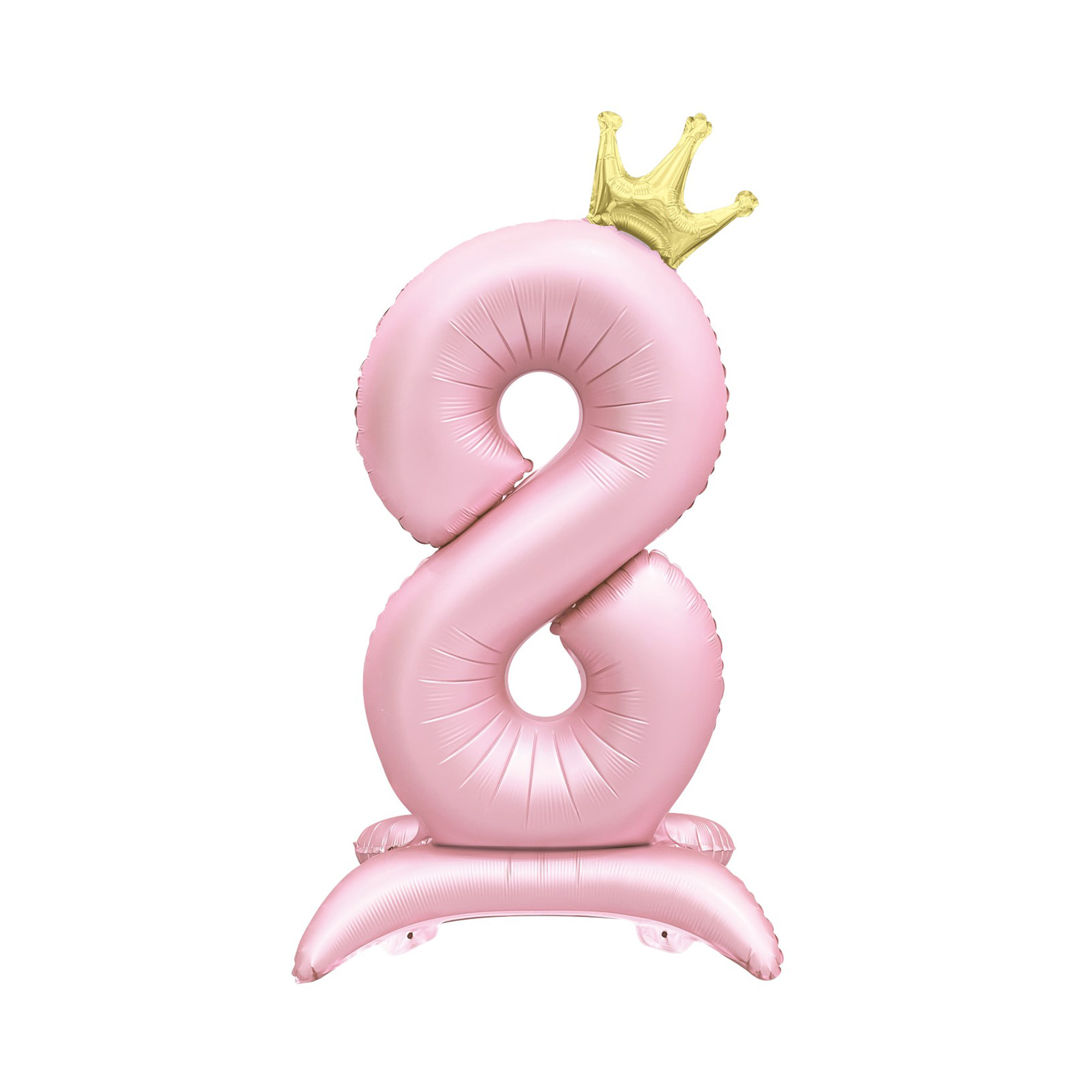 Balónek fóliový Stojící číslo 8 s korunkou světle růžové 82 cm Albi Albi