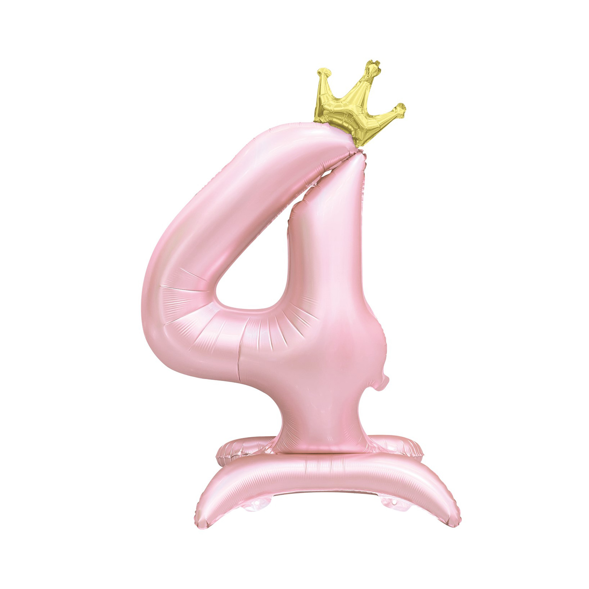 Balónek fóliový Stojící číslo 4 s korunkou světle růžové 82 cm Albi Albi