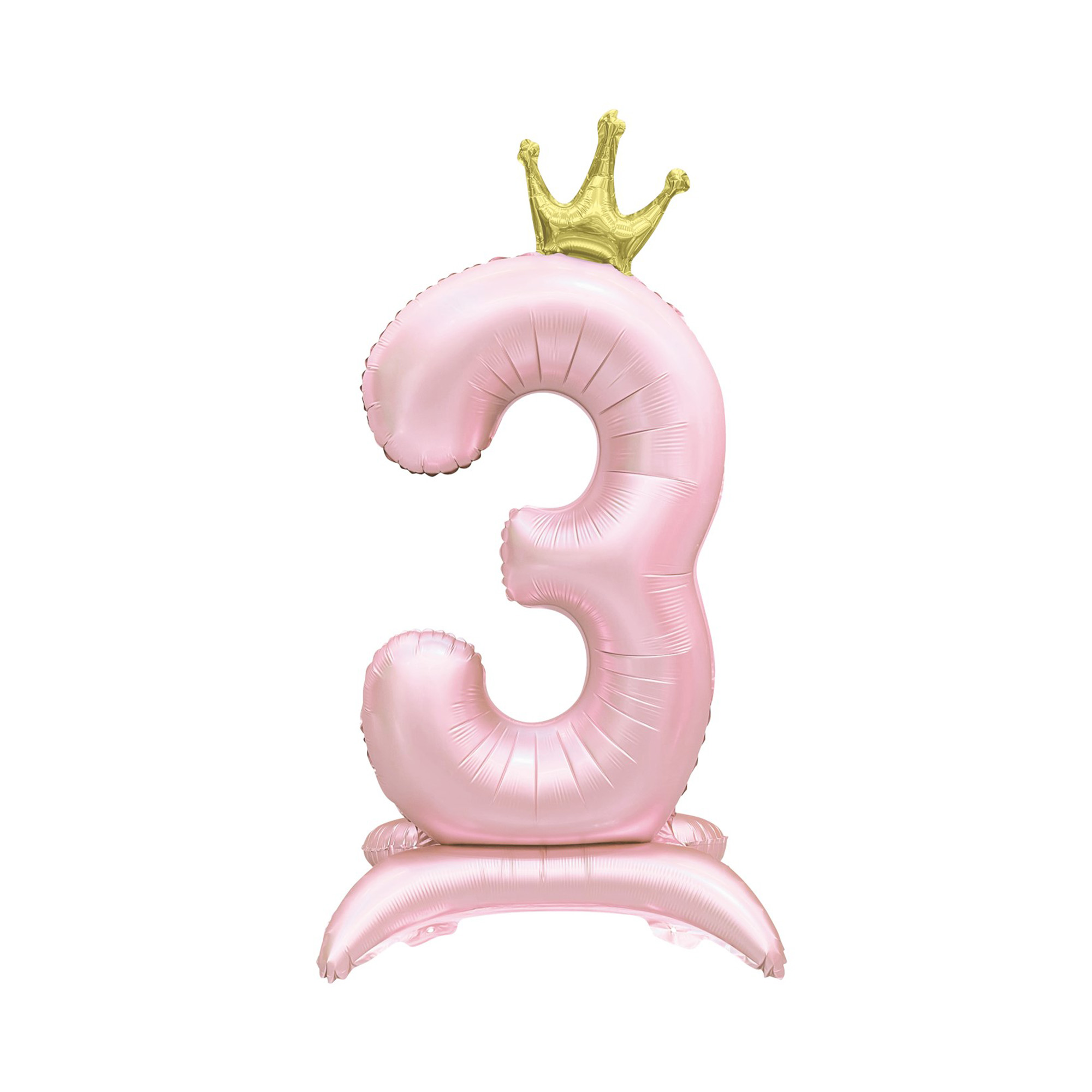 Balónek fóliový Stojící číslo 3 s korunkou světle růžové 82 cm Albi Albi