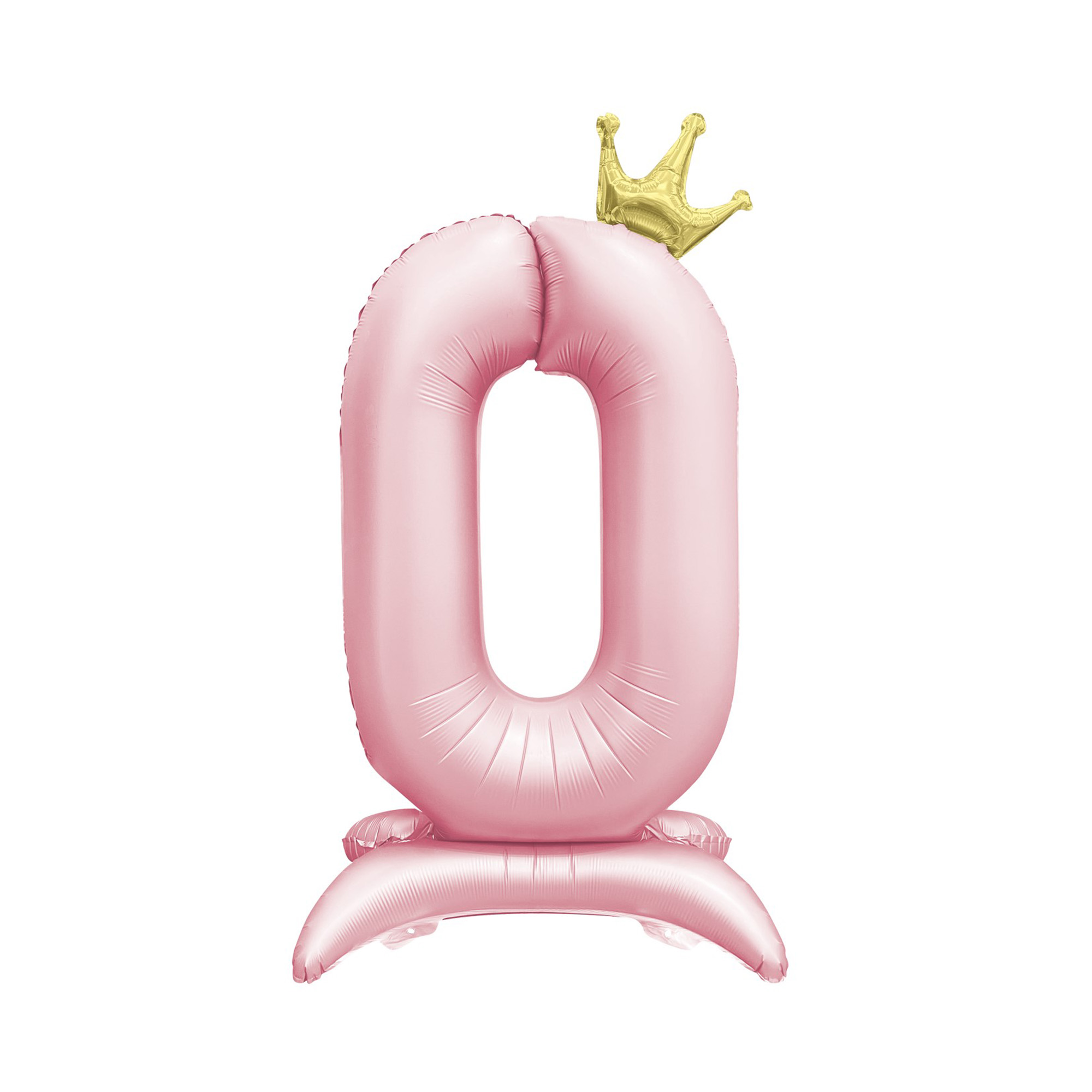Balónek fóliový Stojící číslo 0 s korunkou světle růžové 82 cm Albi Albi
