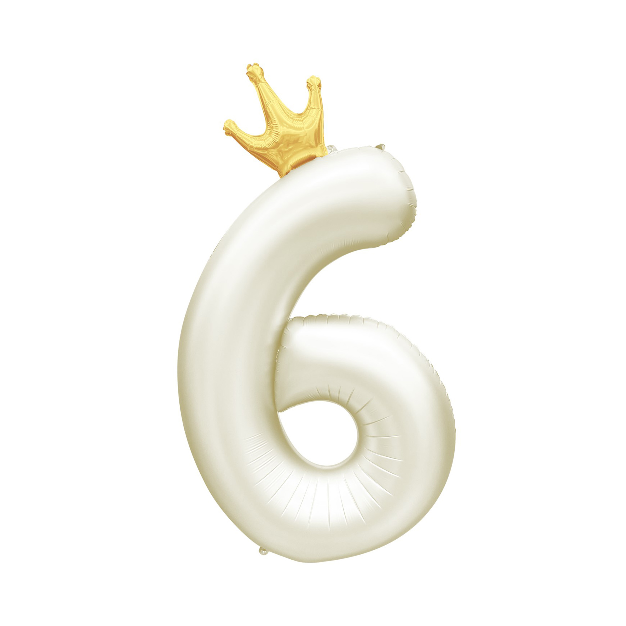 Balónek fóliový 82 cm světle krémový s korunkou číslo 6 Albi Albi