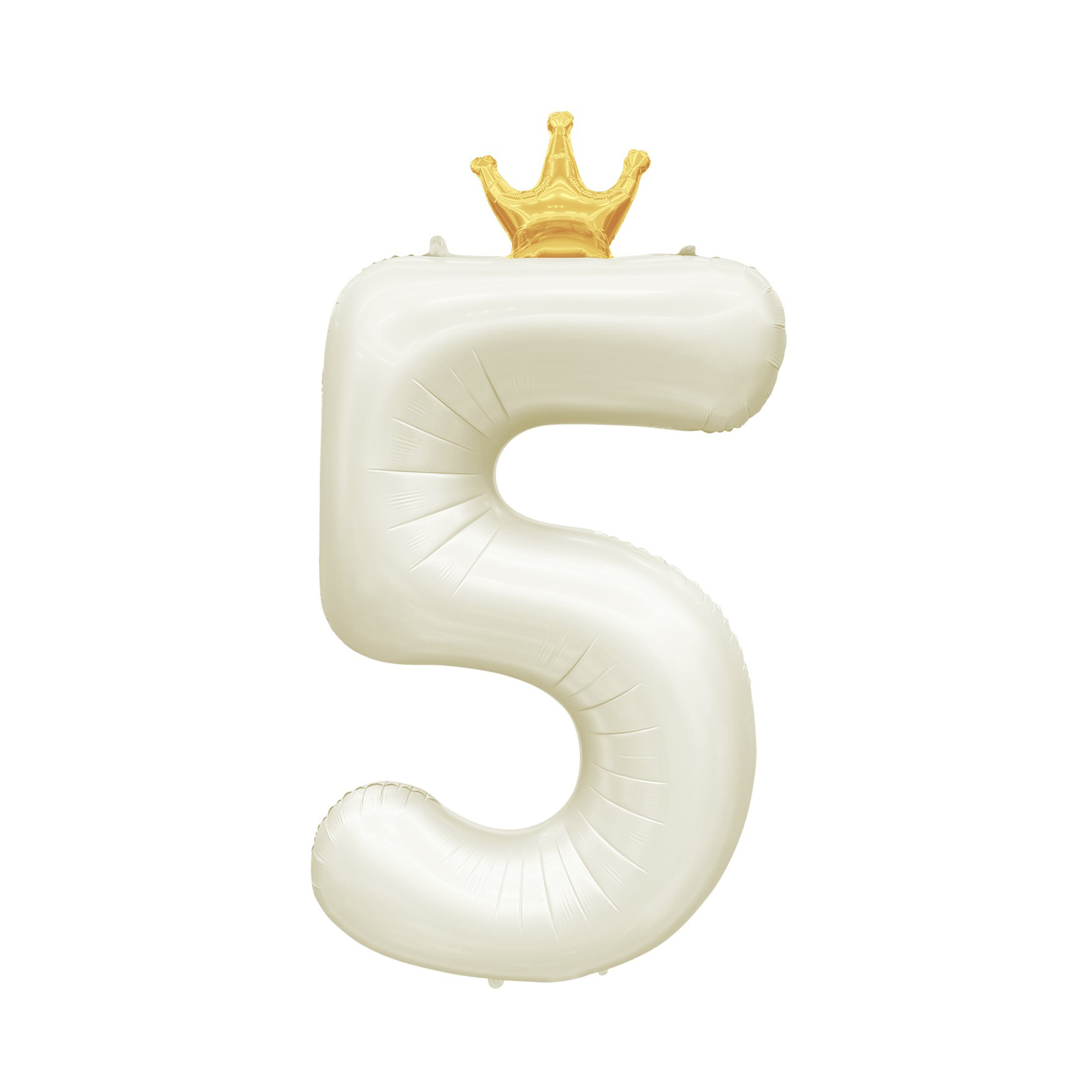 Balónek fóliový 82 cm světle krémový s korunkou číslo 5 Albi Albi