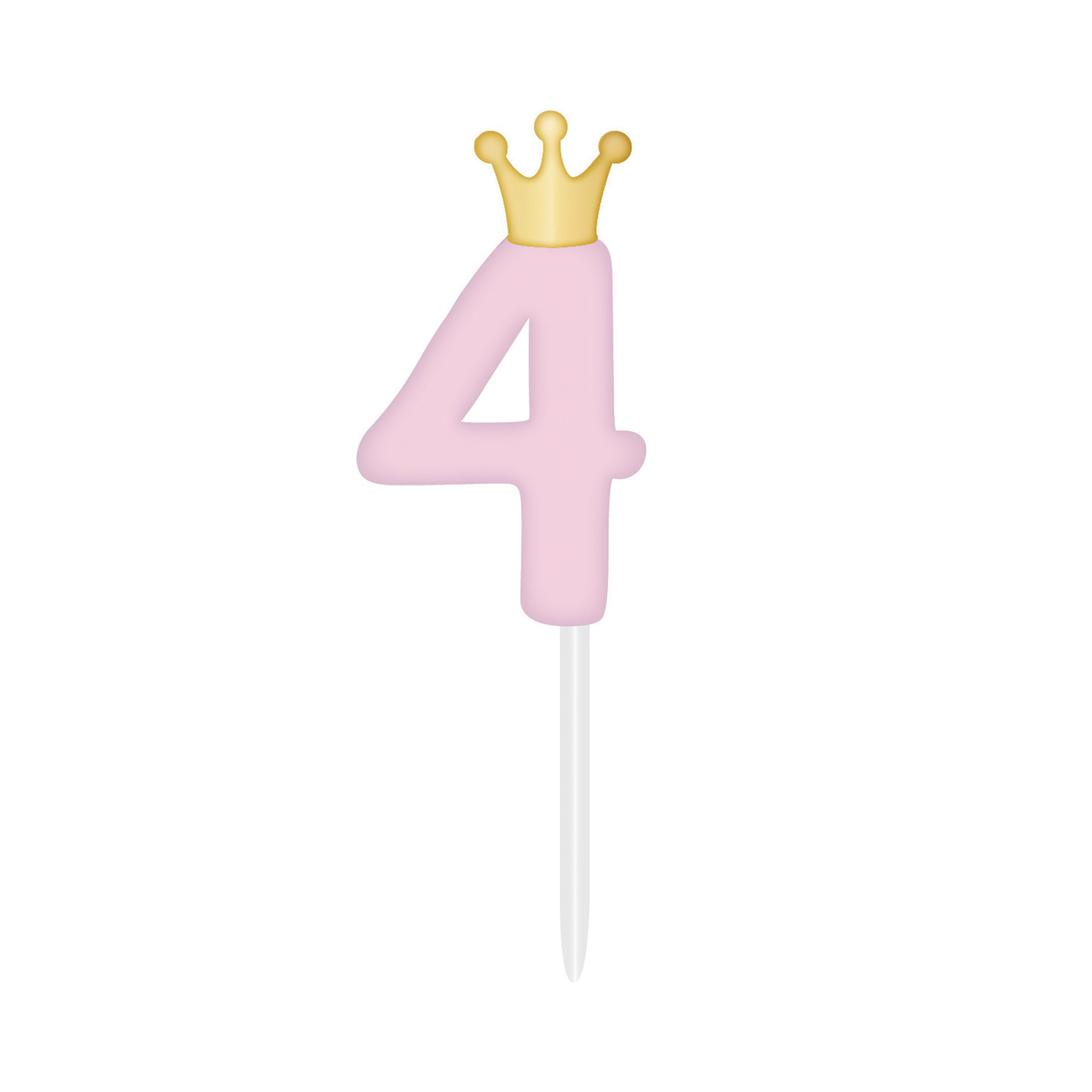 Svíčka dortová světle růžová s korunkou číslo 4 Albi Albi