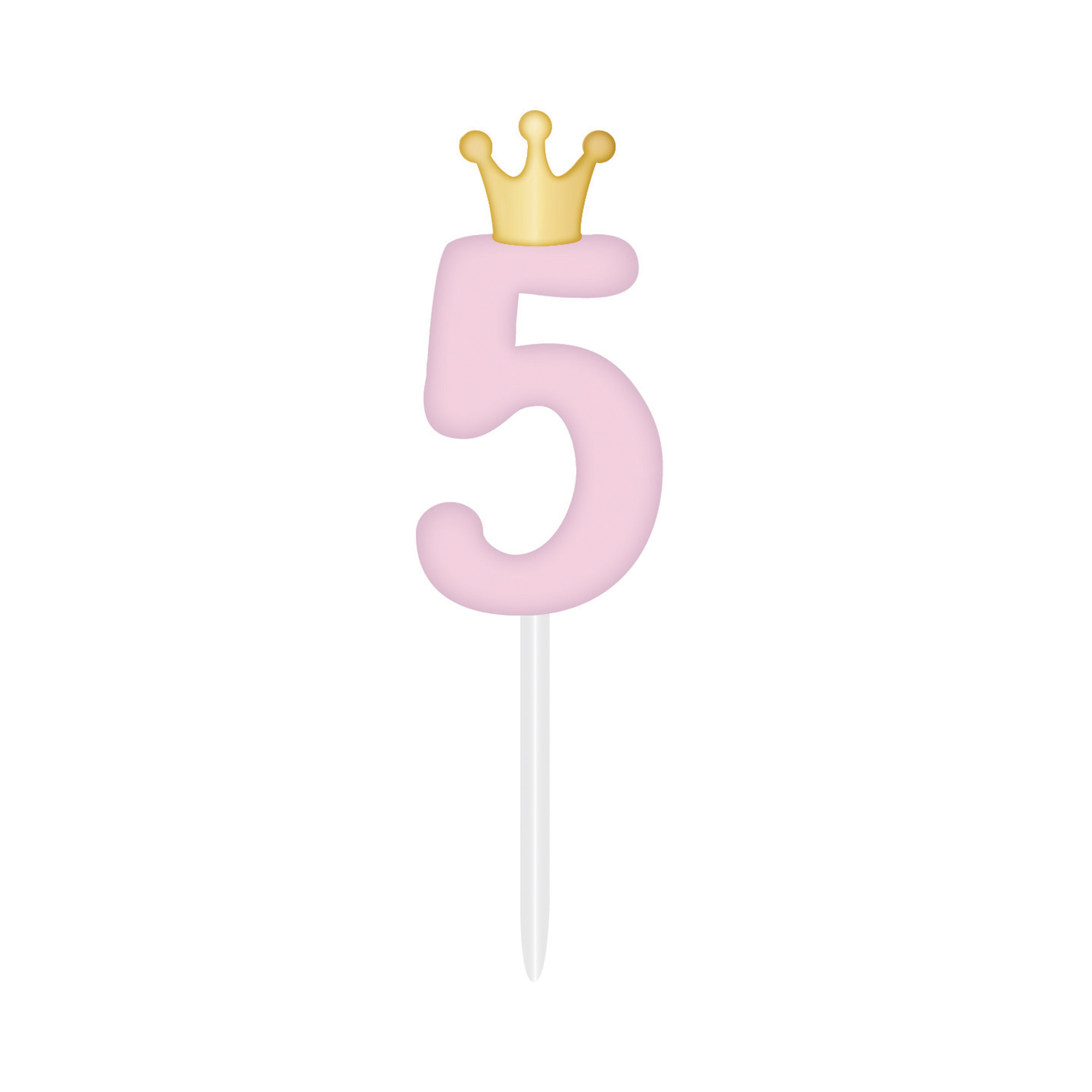 Svíčka dortová světle růžová s korunkou číslo 5 Albi Albi