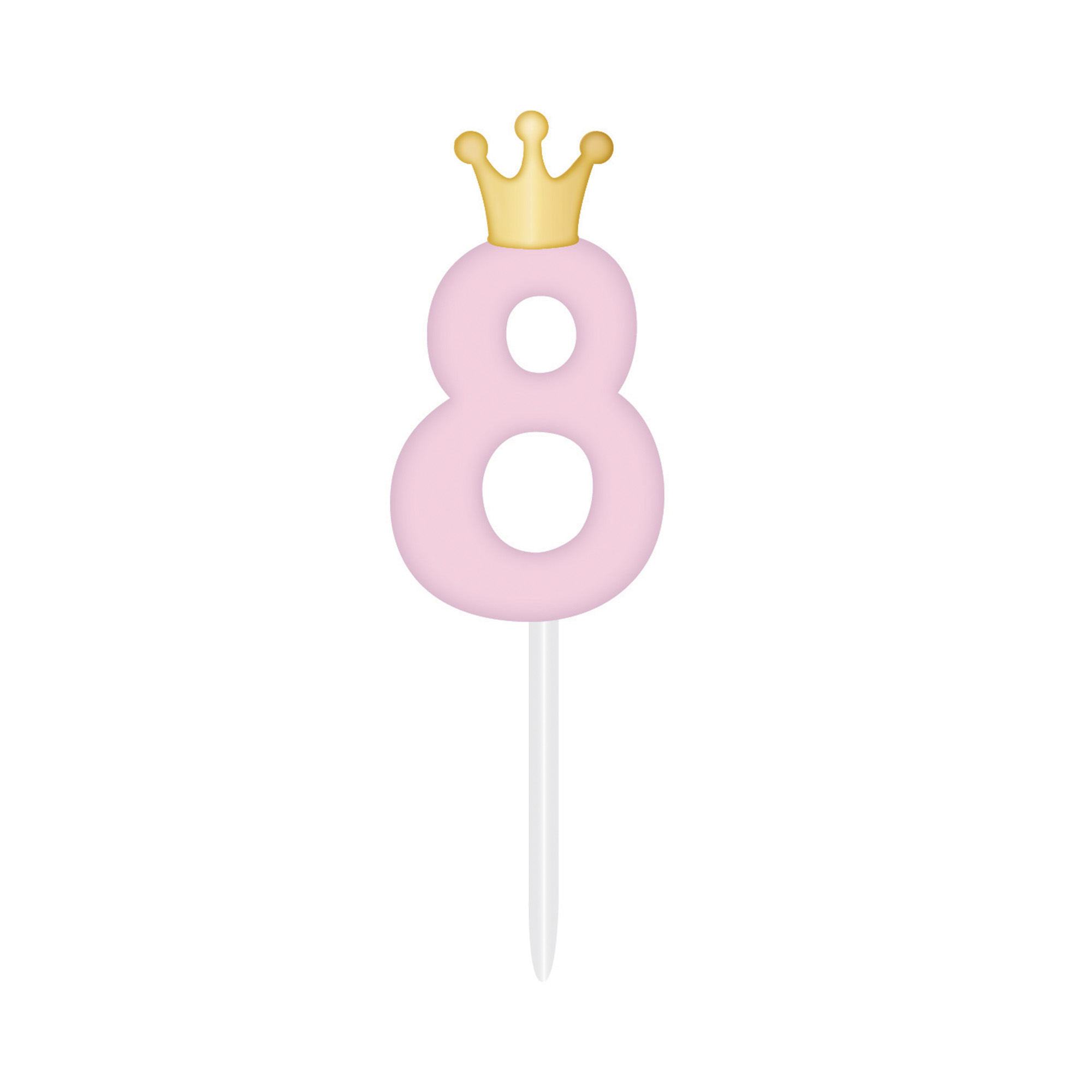 Svíčka dortová světle růžová s korunkou číslo 8 Albi Albi
