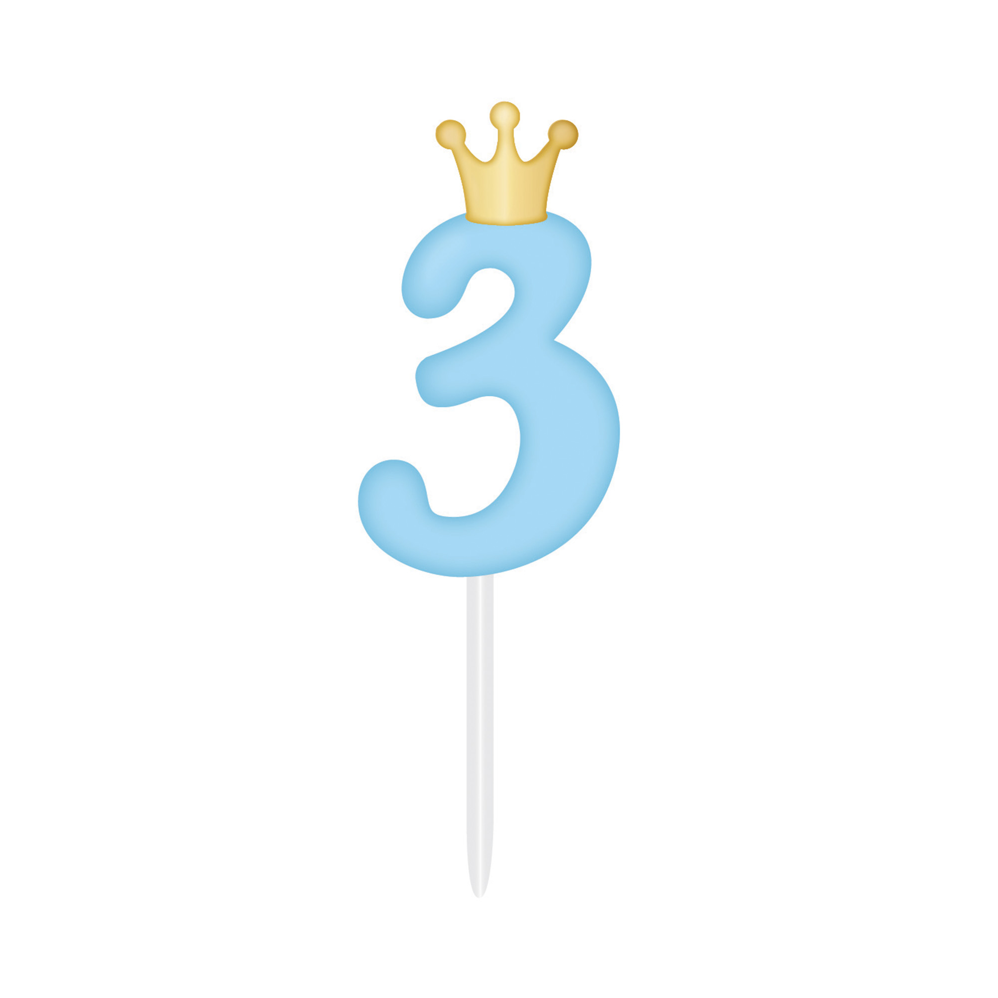 Svíčka dortová světle modrá s korunkou číslo 3 Albi Albi