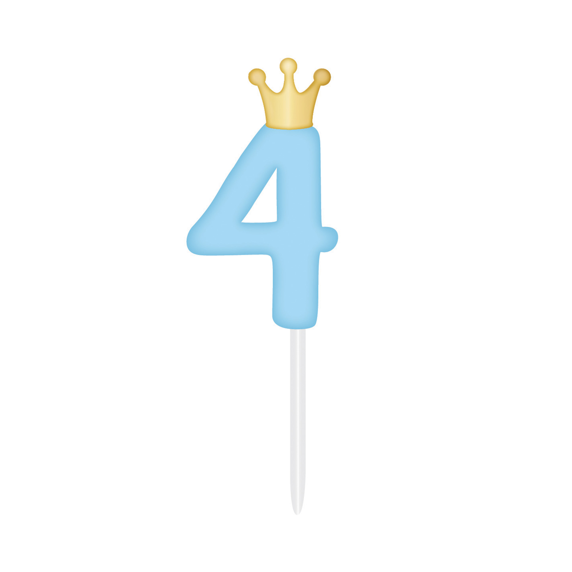 Svíčka dortová světle modrá s korunkou číslo 4 Albi Albi