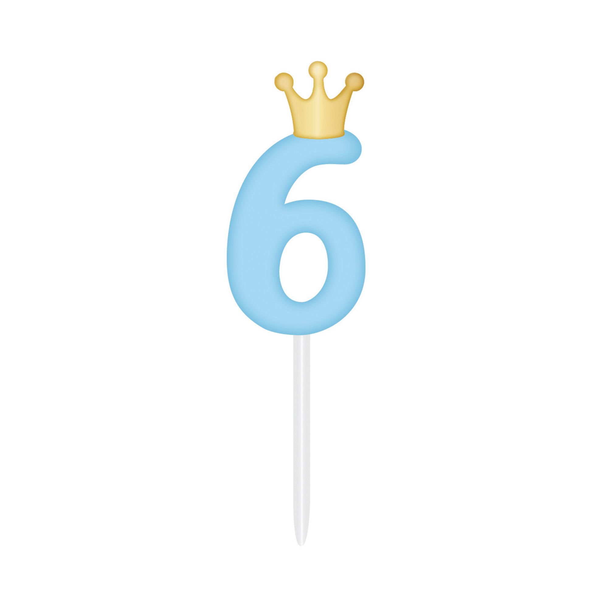 Svíčka dortová světle modrá s korunkou číslo 6 Albi Albi