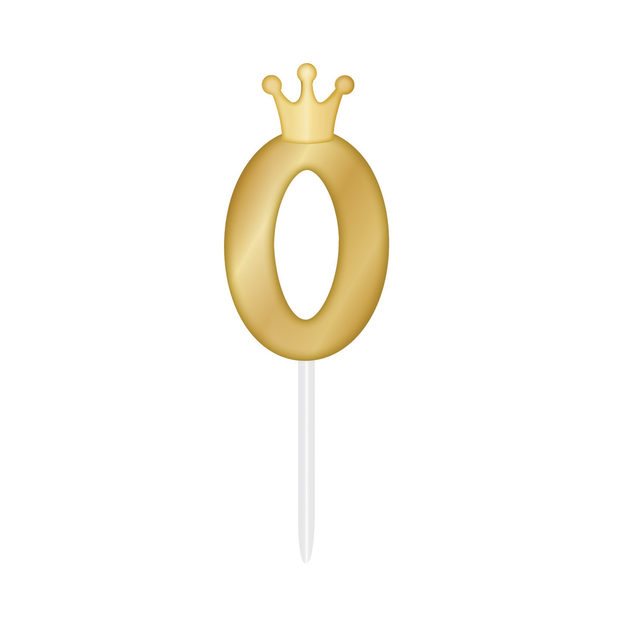 Svíčka dortová zlatá s korunkou číslo 0 Albi Albi