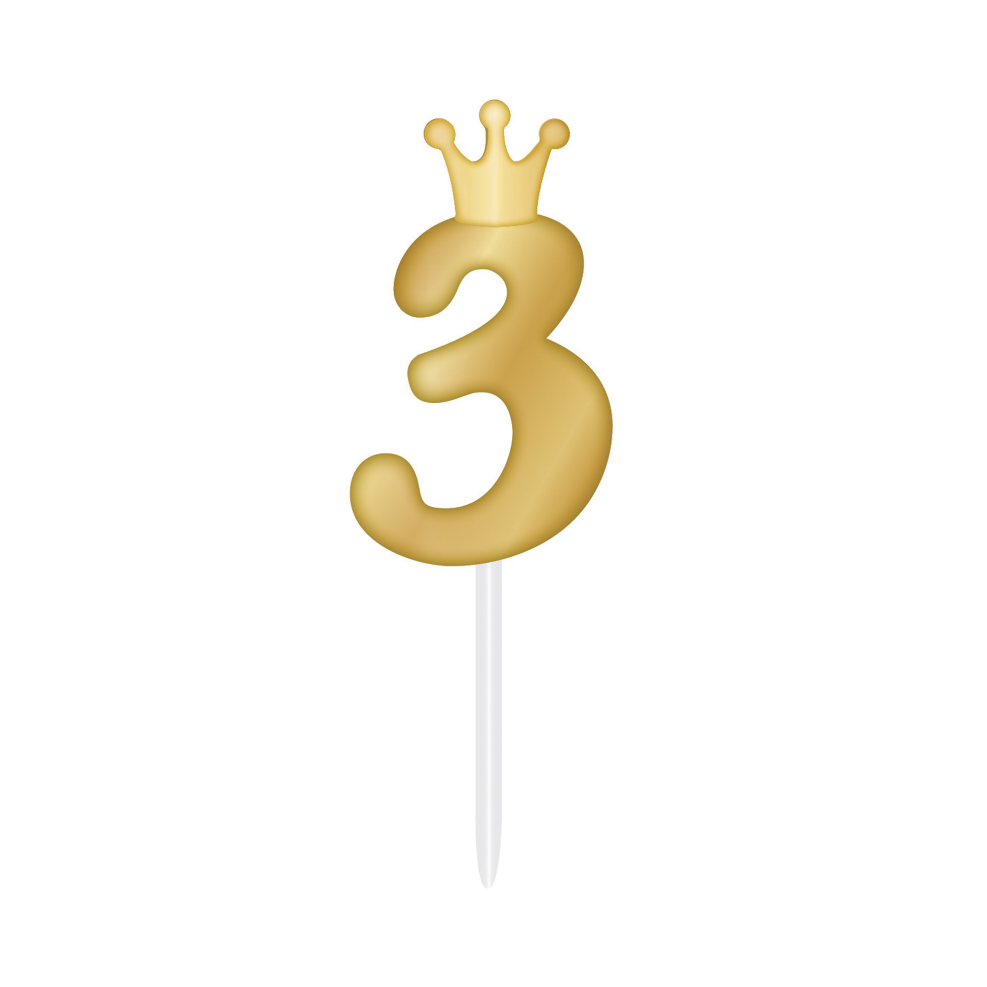 Svíčka dortová zlatá s korunkou číslo 3 Albi Albi