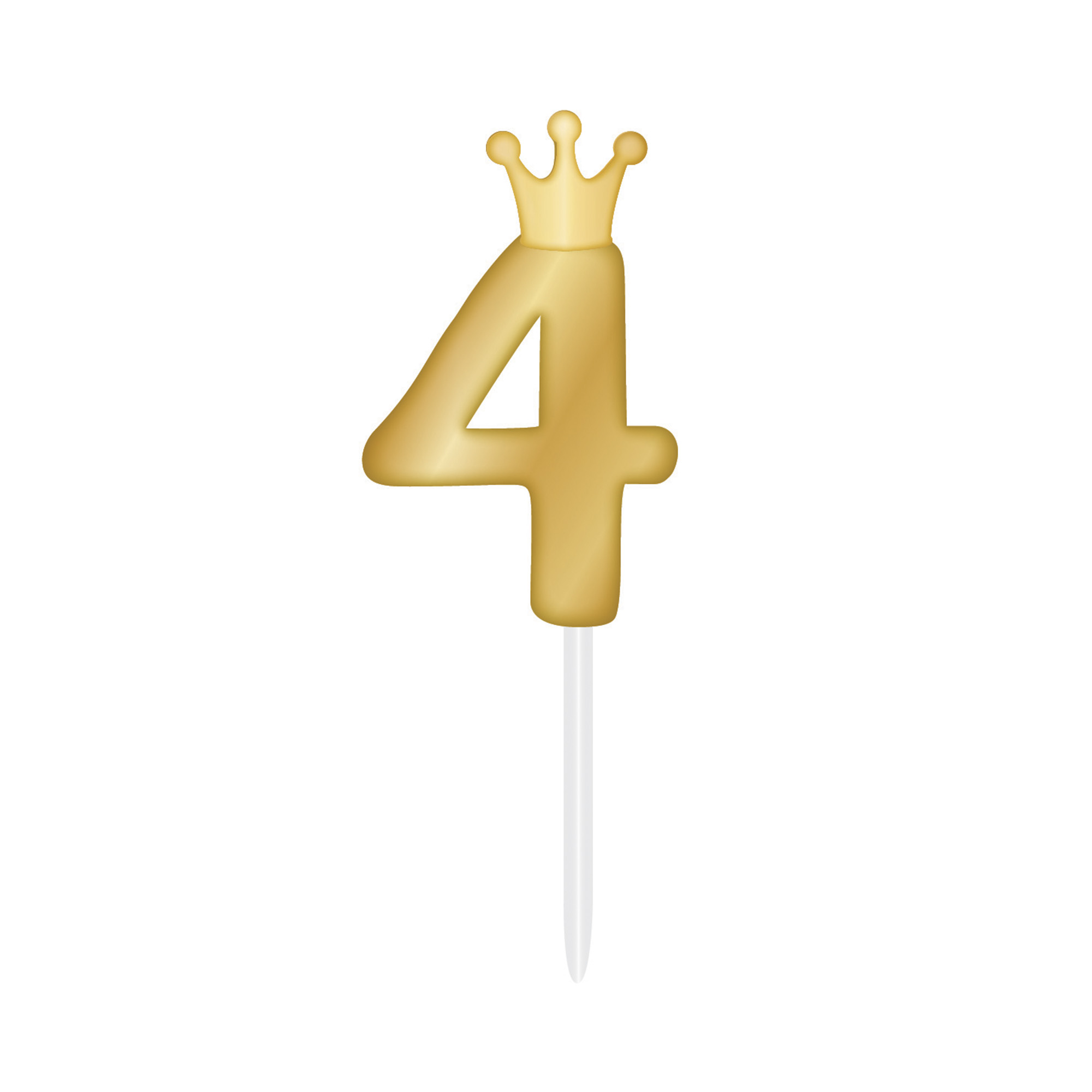 Svíčka dortová zlatá s korunkou číslo 4 Albi Albi
