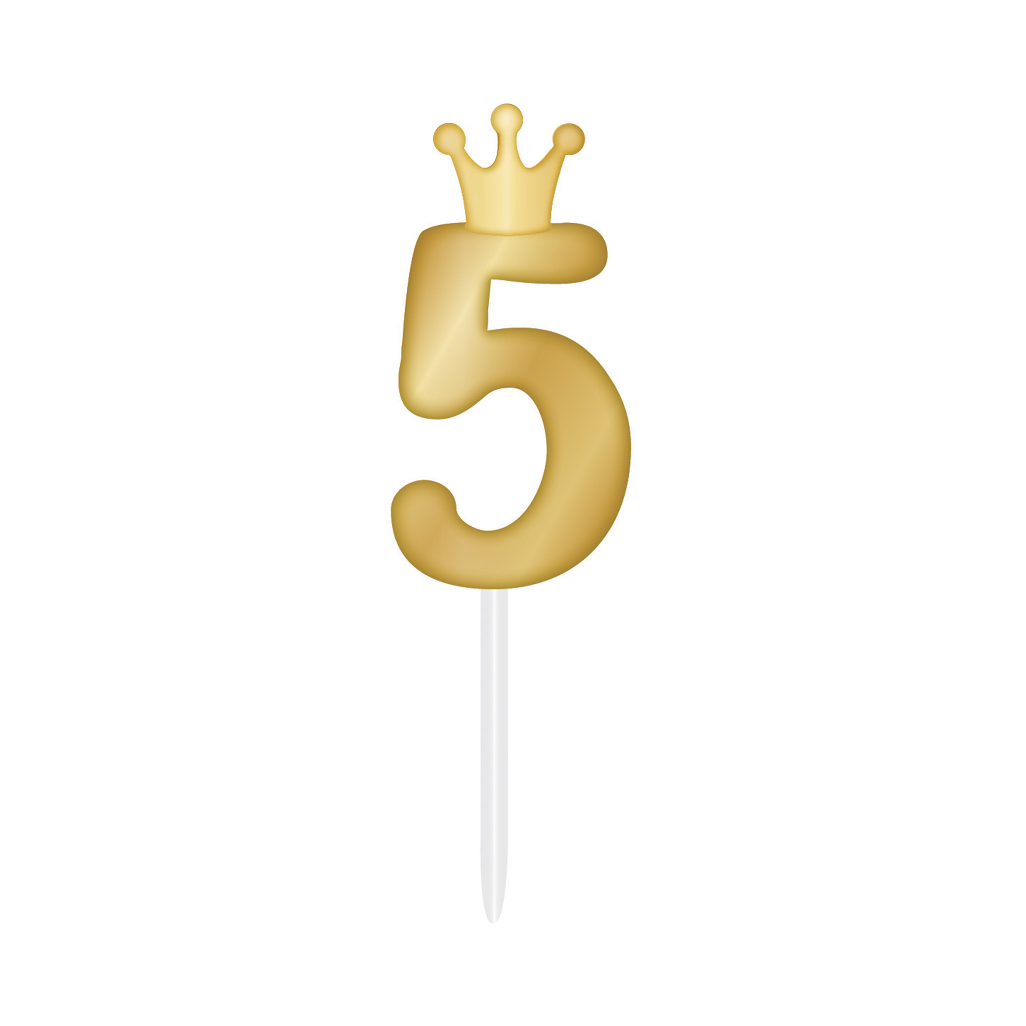 Svíčka dortová zlatá s korunkou číslo 5 Albi Albi