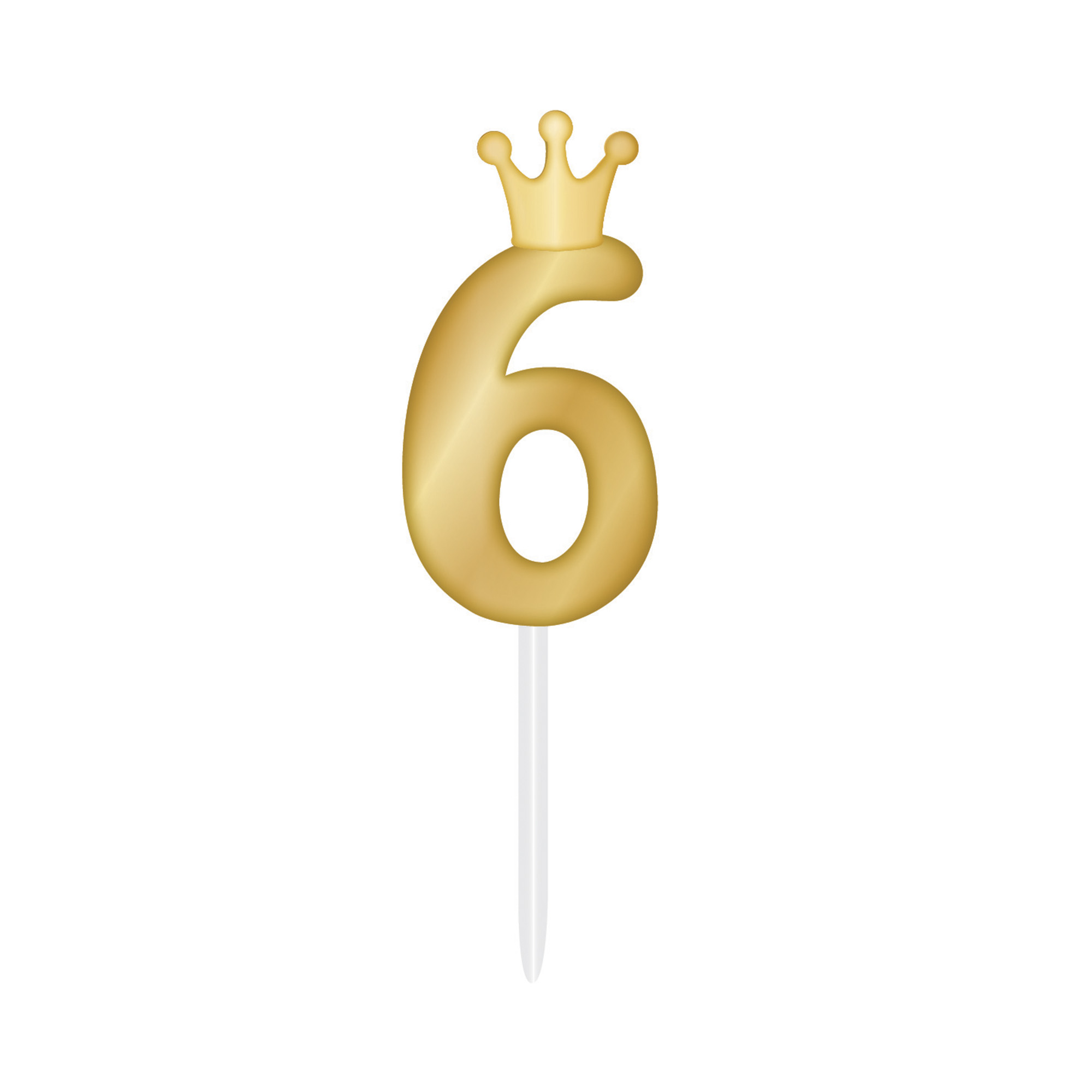 Svíčka dortová zlatá s korunkou číslo 6 Albi Albi