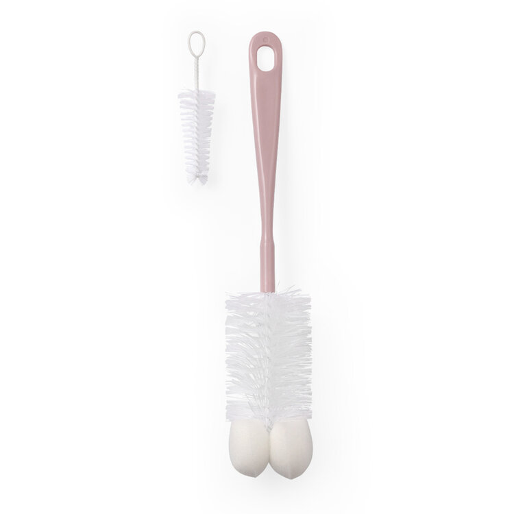 BABYONO Kartáč na kojenecké lahve s mini kartáčkem Pink BabyOno