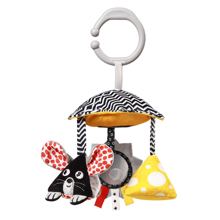 BABYONO Hračka závěsná kontrastní kolotoč Mouse 0 m+ BabyOno