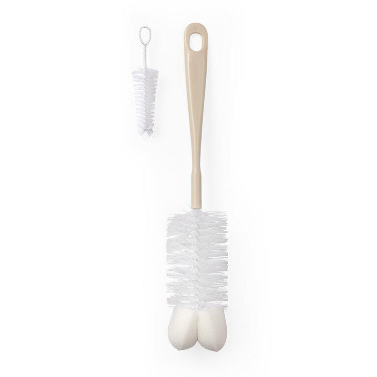 BABYONO Kartáč na kojenecké lahve s mini kartáčkem Beige BabyOno